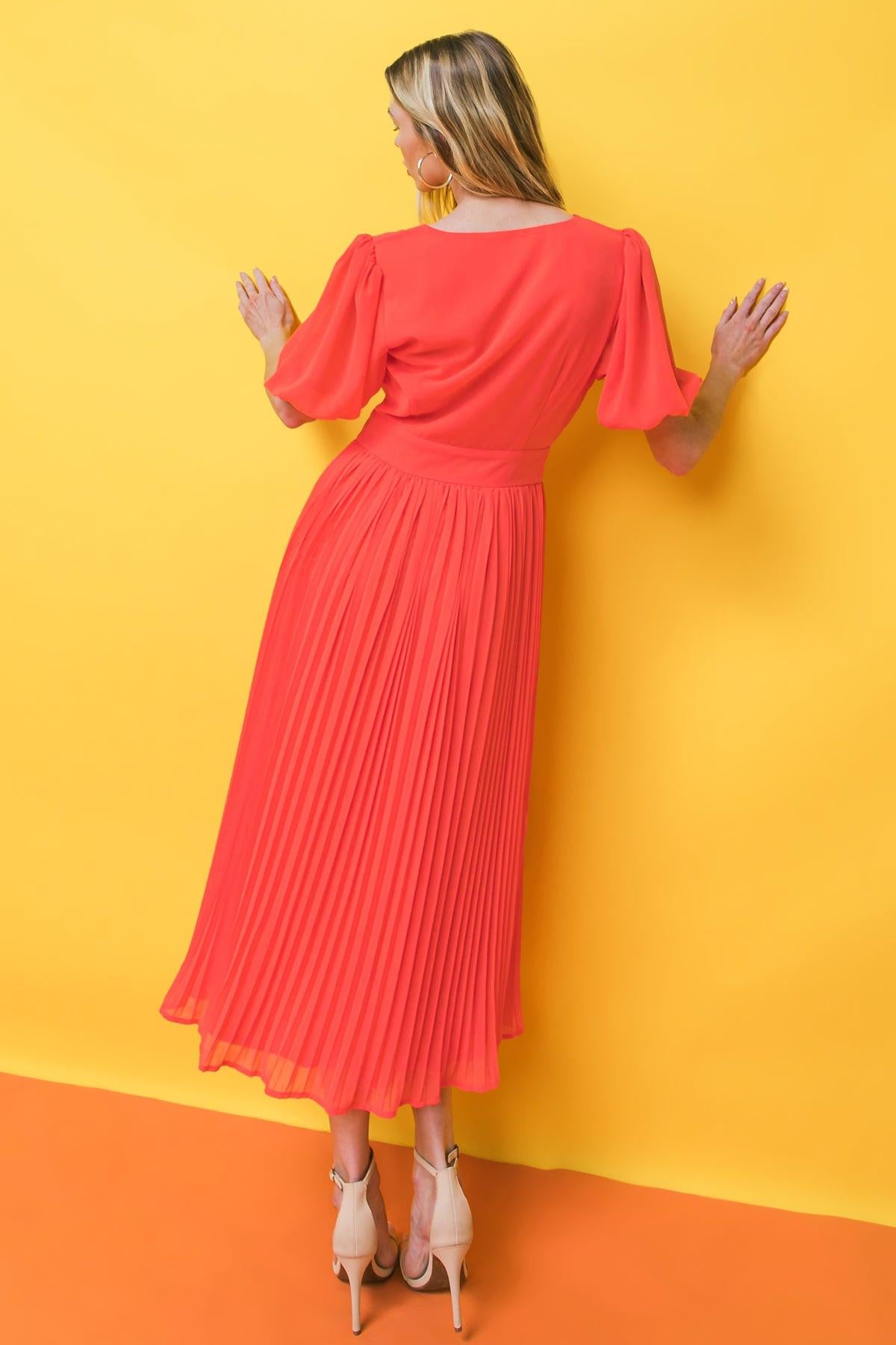 WORD TO THE WISE WOVEN MIDI DRESS - Flying Tomato - DRESSES - A.Calin