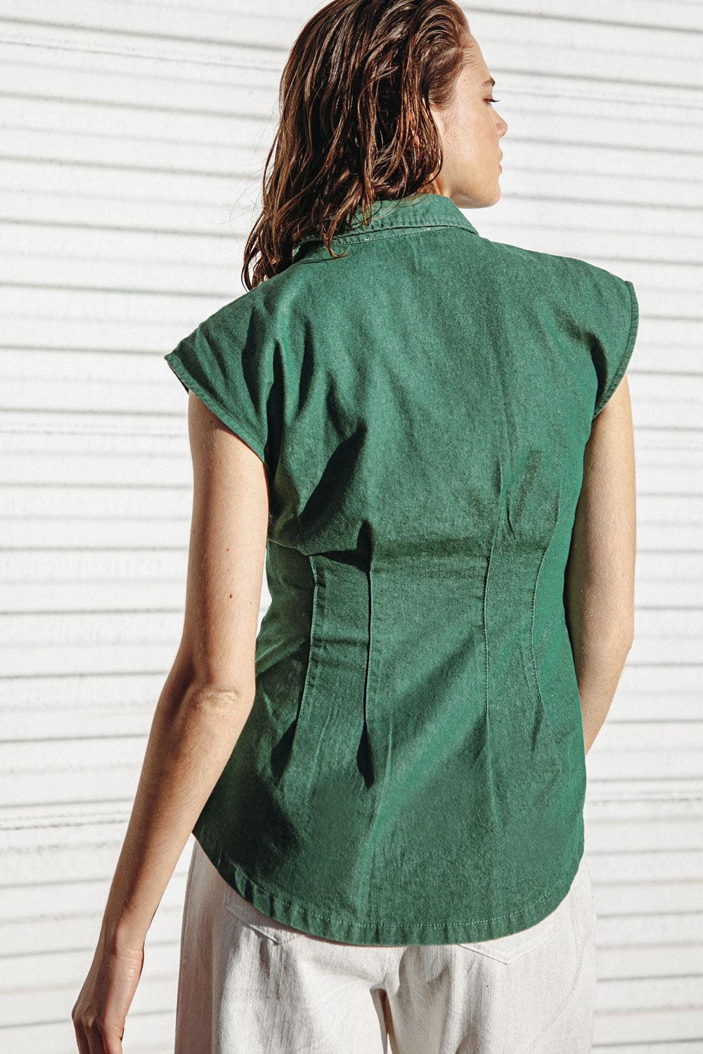 CLEAN SLATE DENIM TOP.