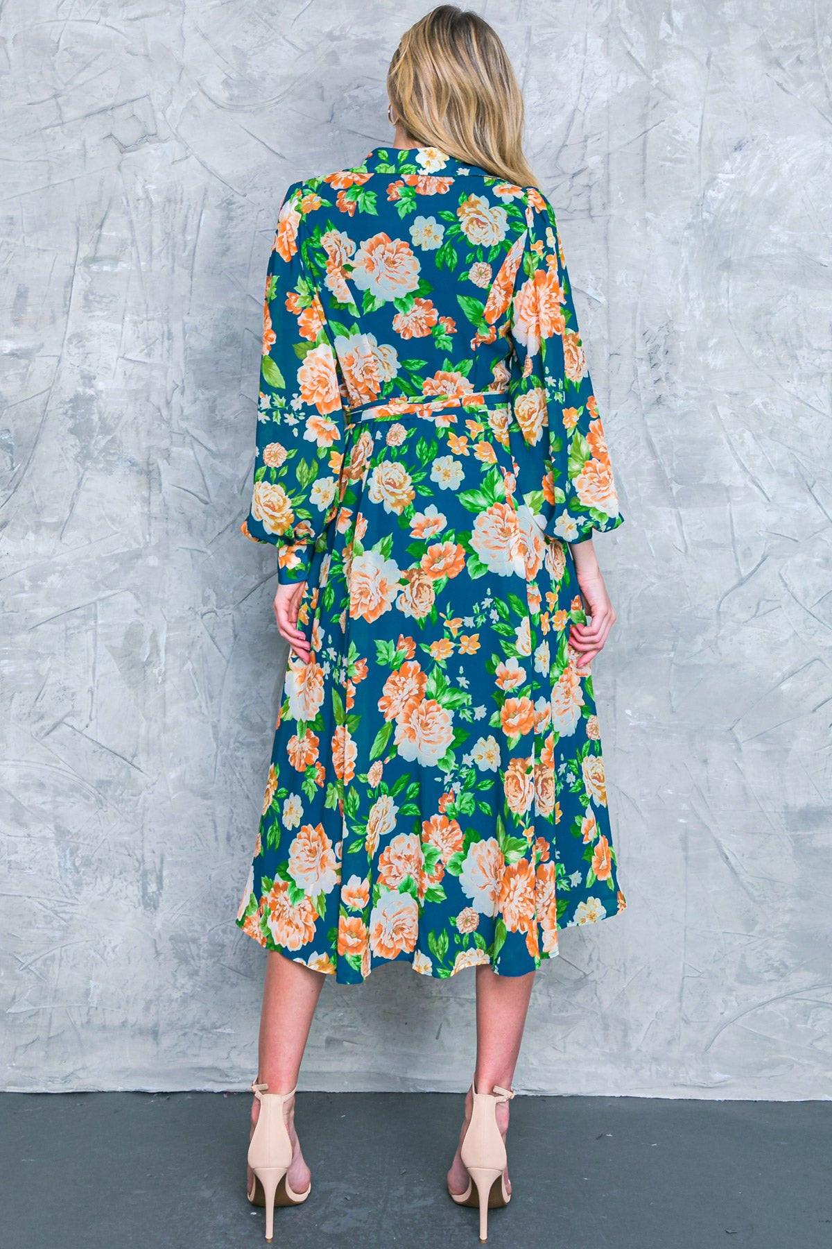 BUBBLY BLISS WOVEN MIDI SHIRT DRESS.