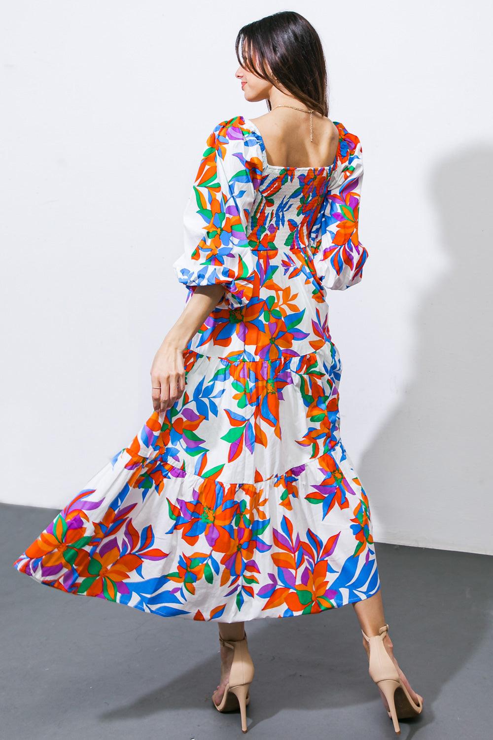 FEELING OPTIMISTIC WOVEN MIDI DRESS.