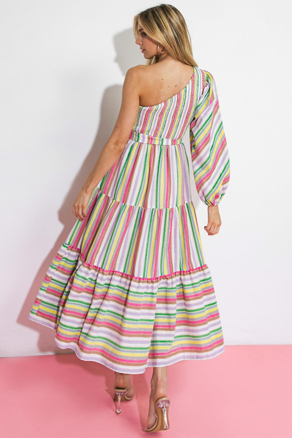 NO MATTER WHERE I GO WOVEN MIDI DRESS.