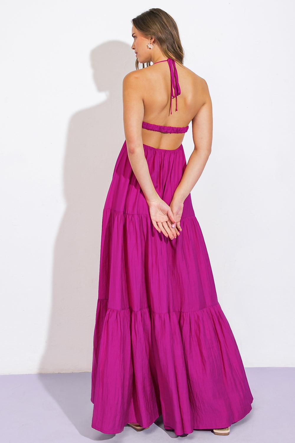 AFTER PARTY WOVEN MIDI DRESS.