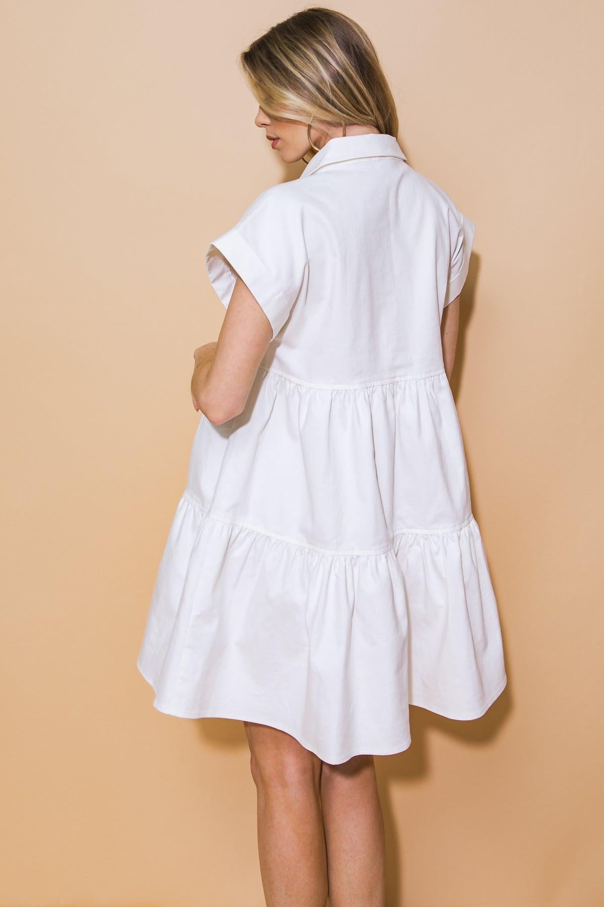 TIMELESS BEAUTY TWILL MINI DRESS.