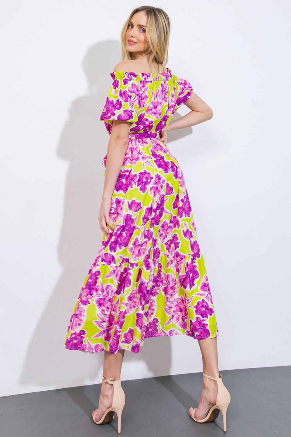 I'M IN CHARGE WOVEN MIDI DRESS.