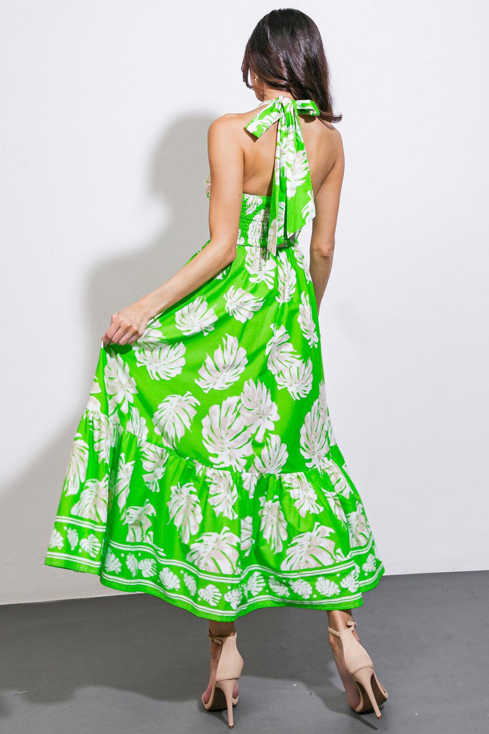 CAUSE A SCENE WOVEN MIDI DRESS.