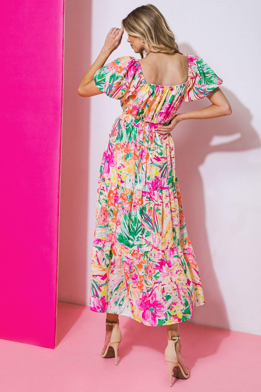 IT STARTS NOW WOVEN MIDI DRESS.