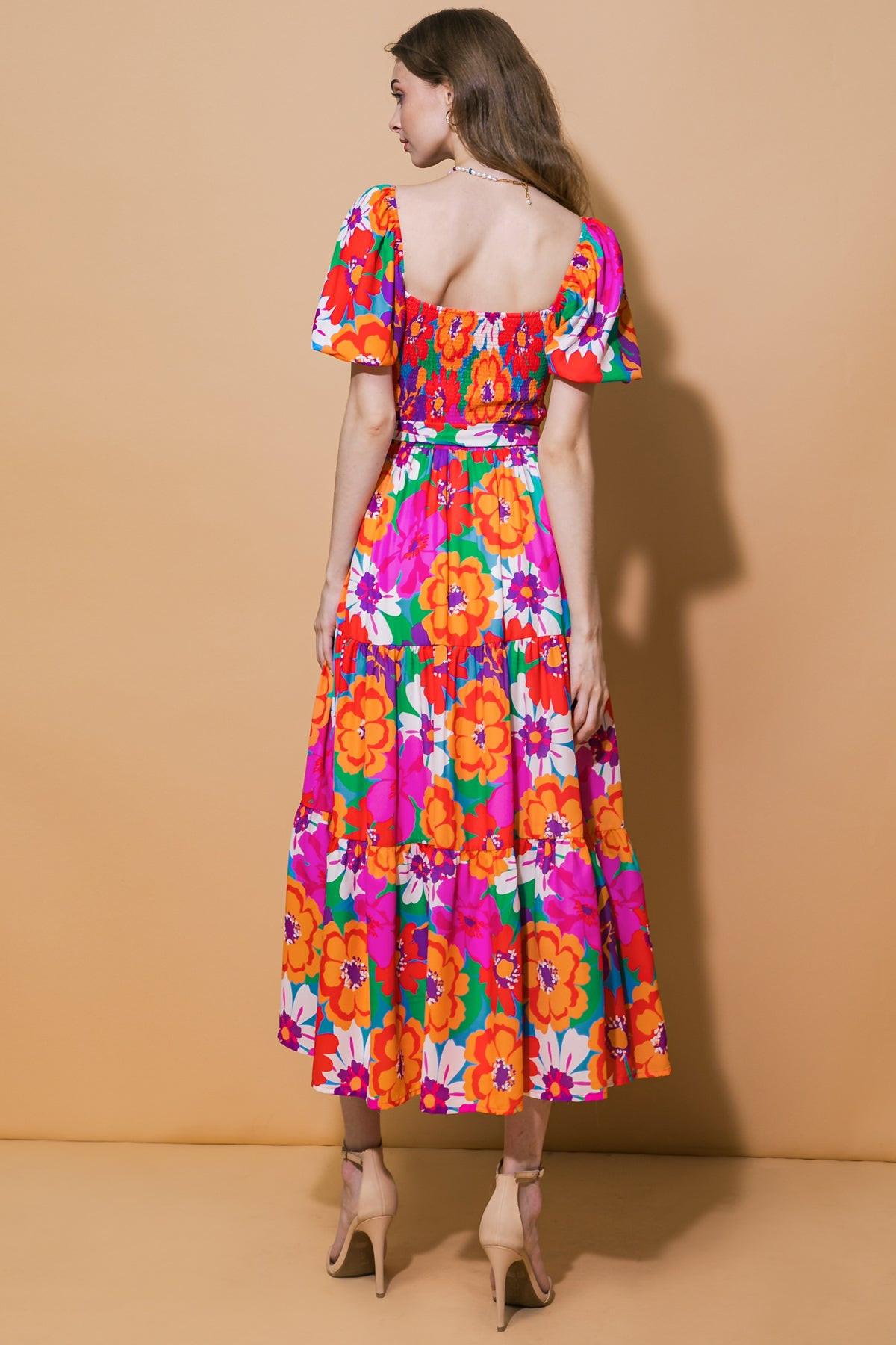 EVERYONE'S DESIRE WOVEN MIDI DRESS.