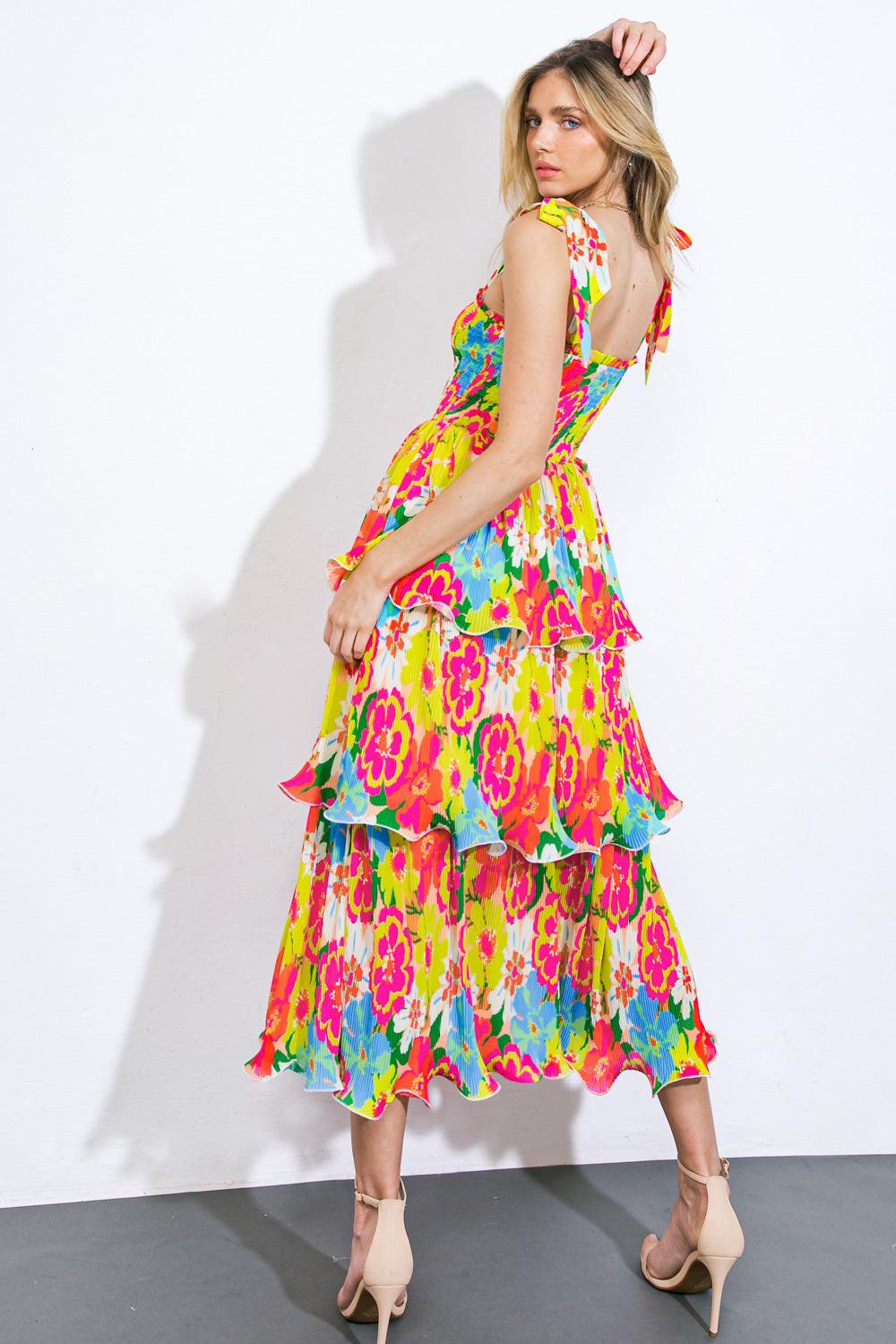 VISIONS FROM THE MEADOW WOVEN MIDI DRESS.
