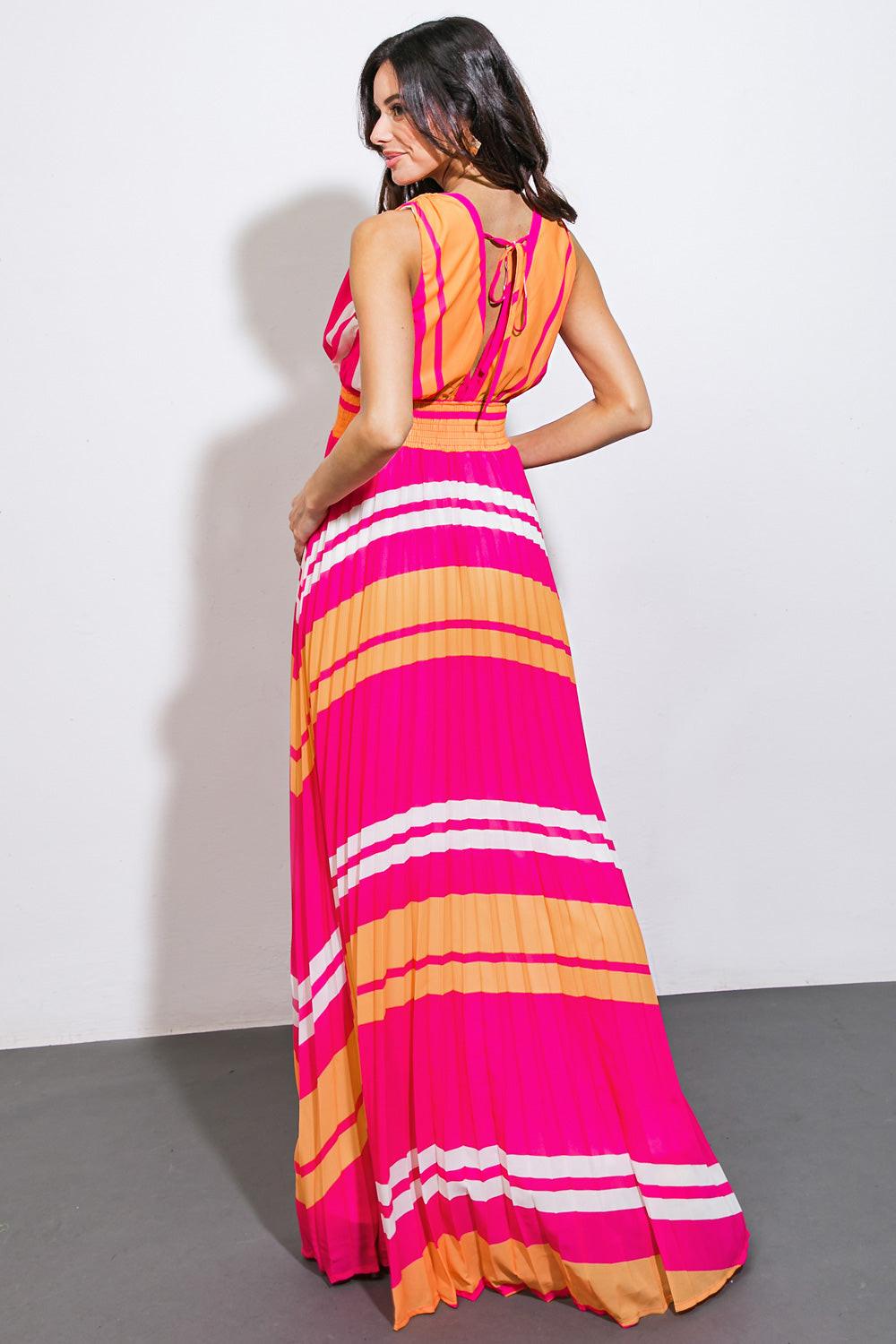 A Quick Trip Woven Maxi Dress L Flying Tomato Pink/Orange / S
