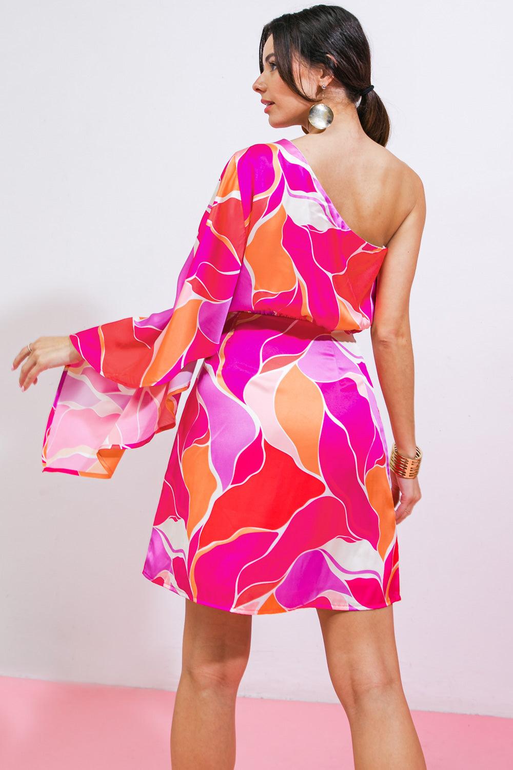 DESERT EXPRESS WOVEN SATIN MINI DRESS.