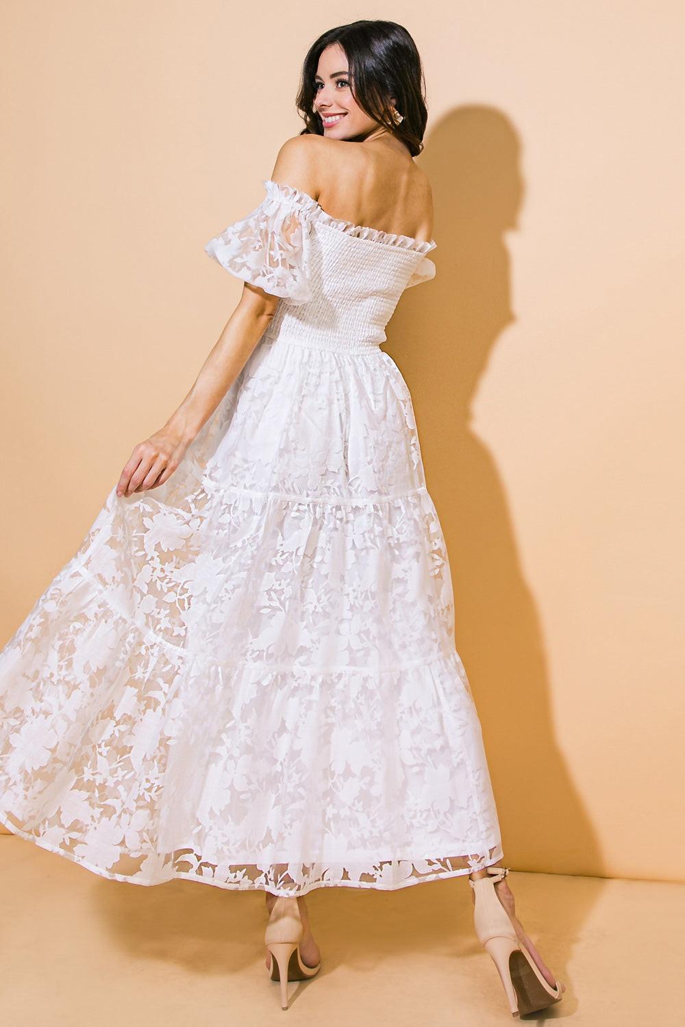 LOVE IN YOUR EYES WOVEN MIDI DRESS.
