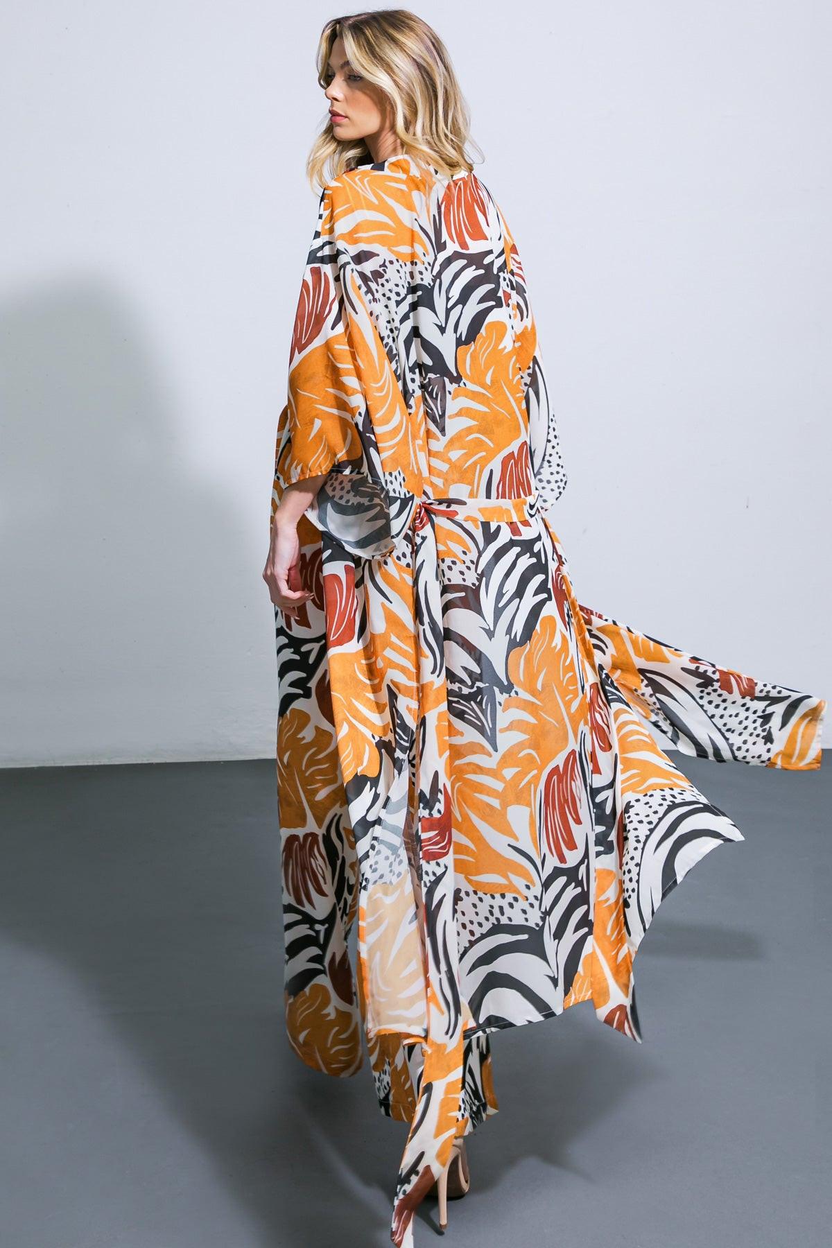 WHERE THE WIND WOVEN MIDI KIMONO.