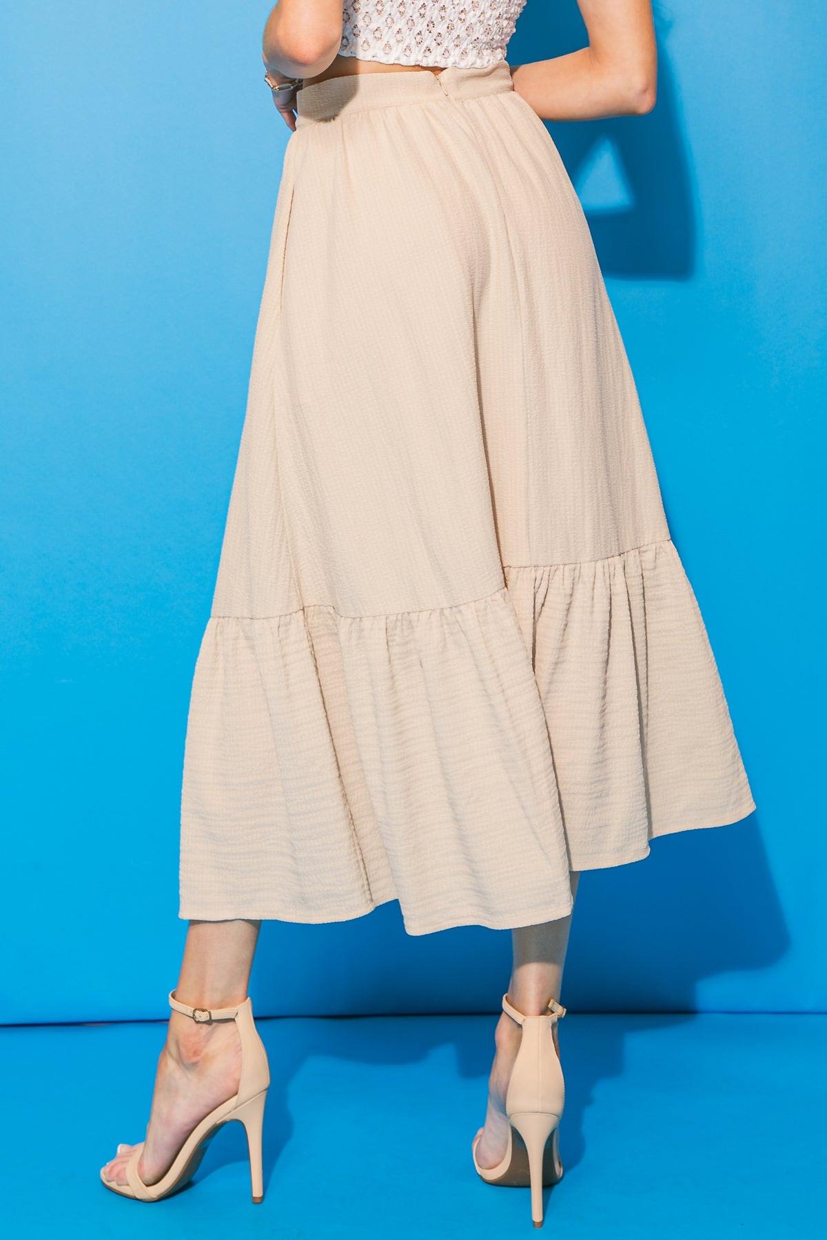 LOVELY MOOD WOVEN MIDI SKIRT.