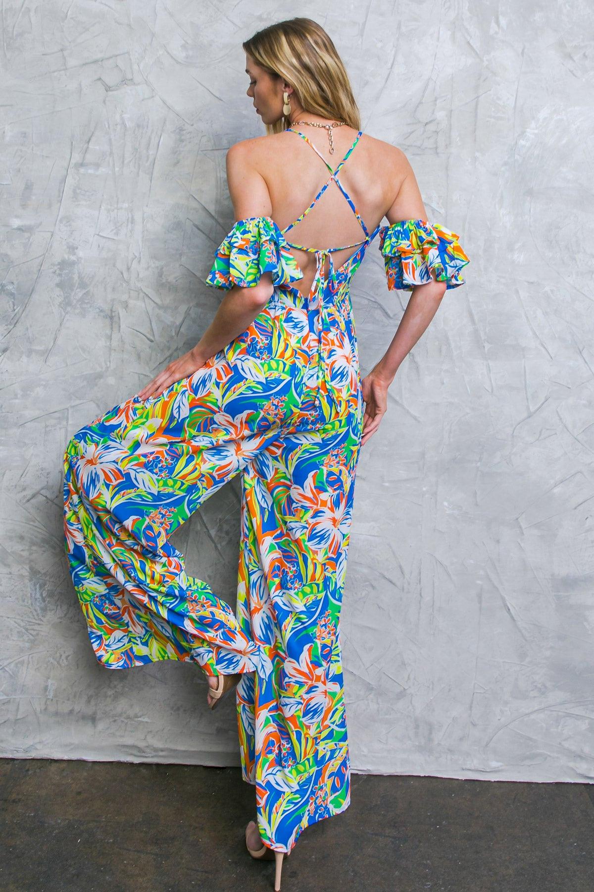 UNSEEN BEAUTY FLORAL WOVEN JUMPSUIT.