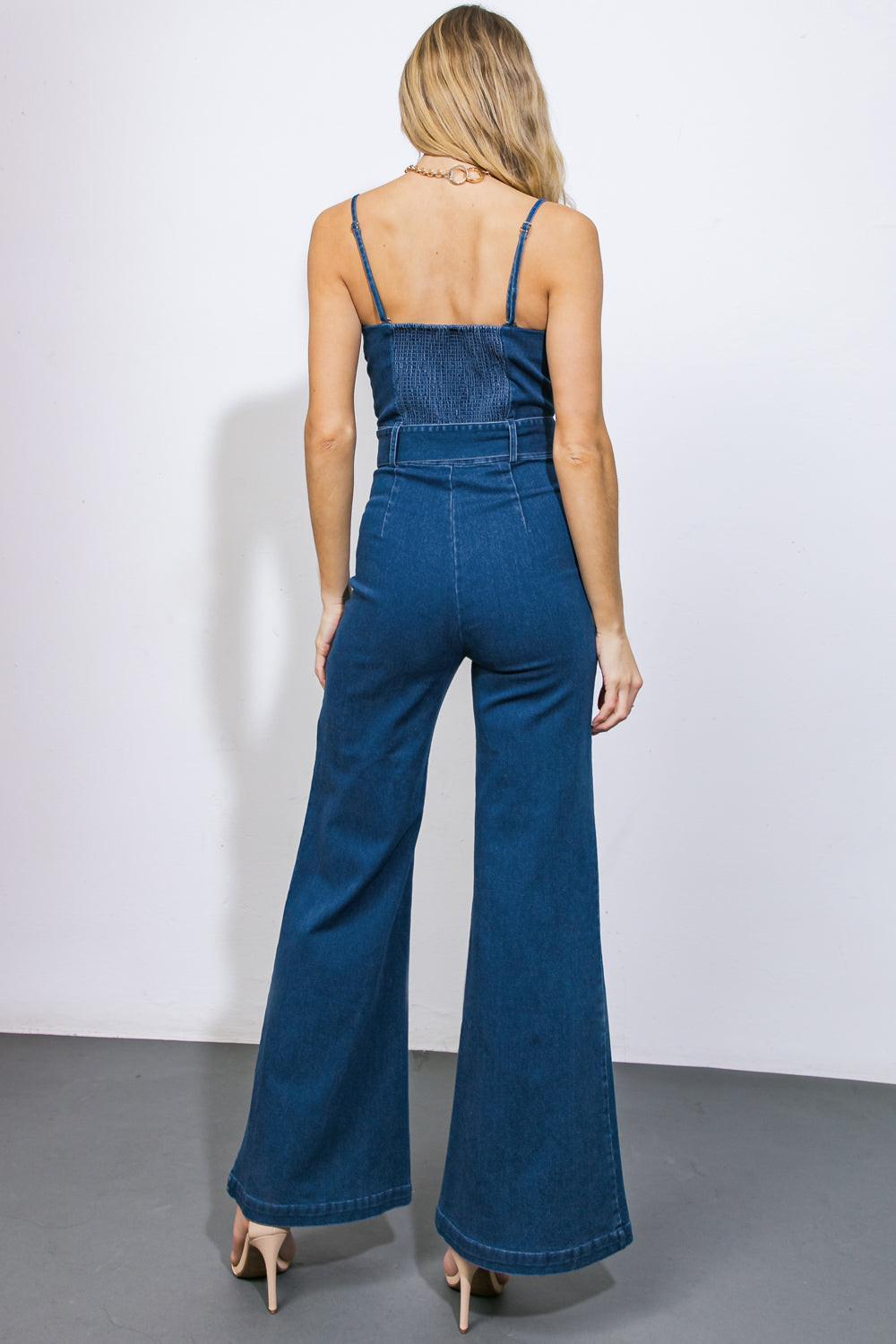 DRIFT AWAY DENIM JUMPSUIT.