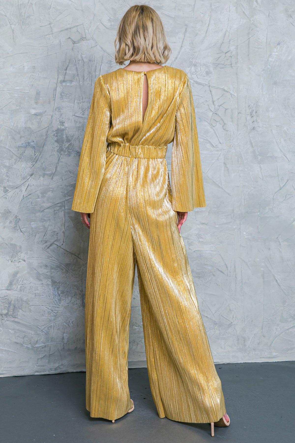 DARE TO DAZZLE PLISSE JUMPSUIT.