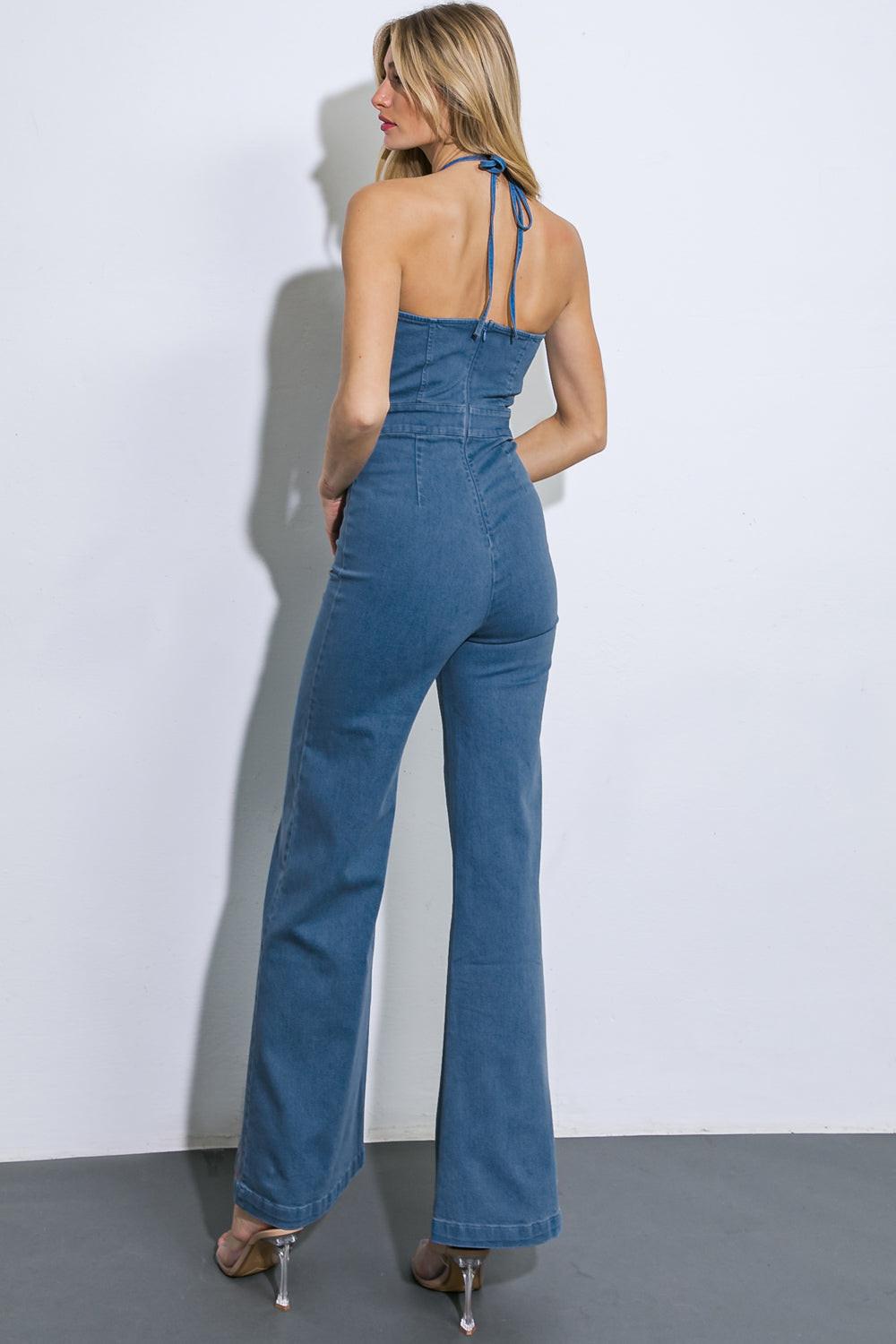 CALL ME LOVELY DENIM JUMPSUIT.