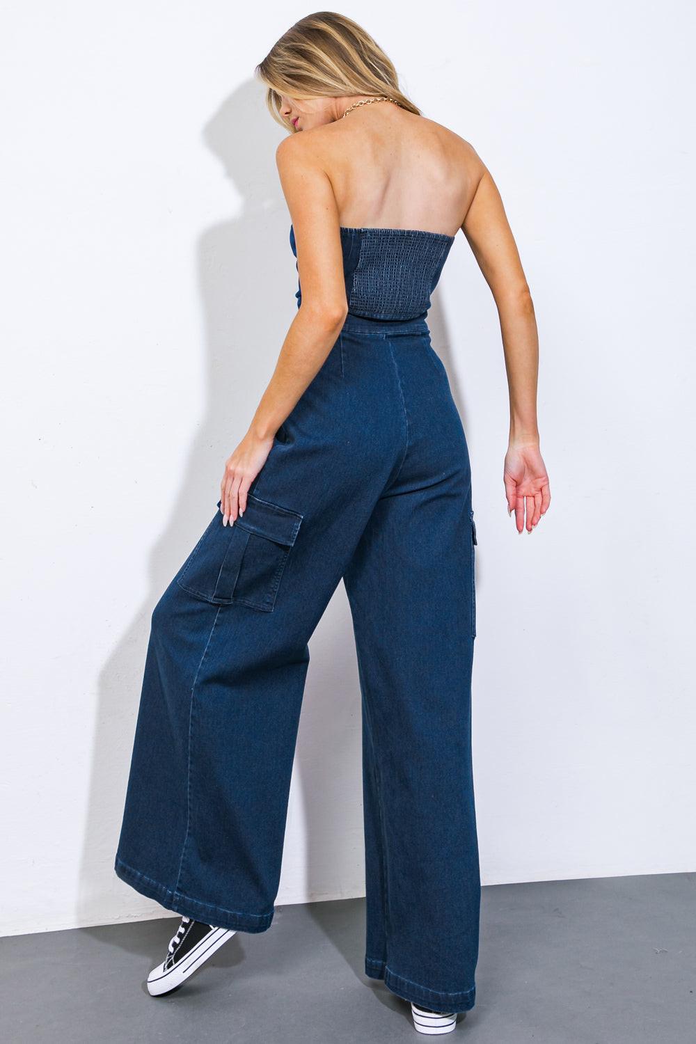 GOOD TOGETHER DENIM JUMPSUIT.