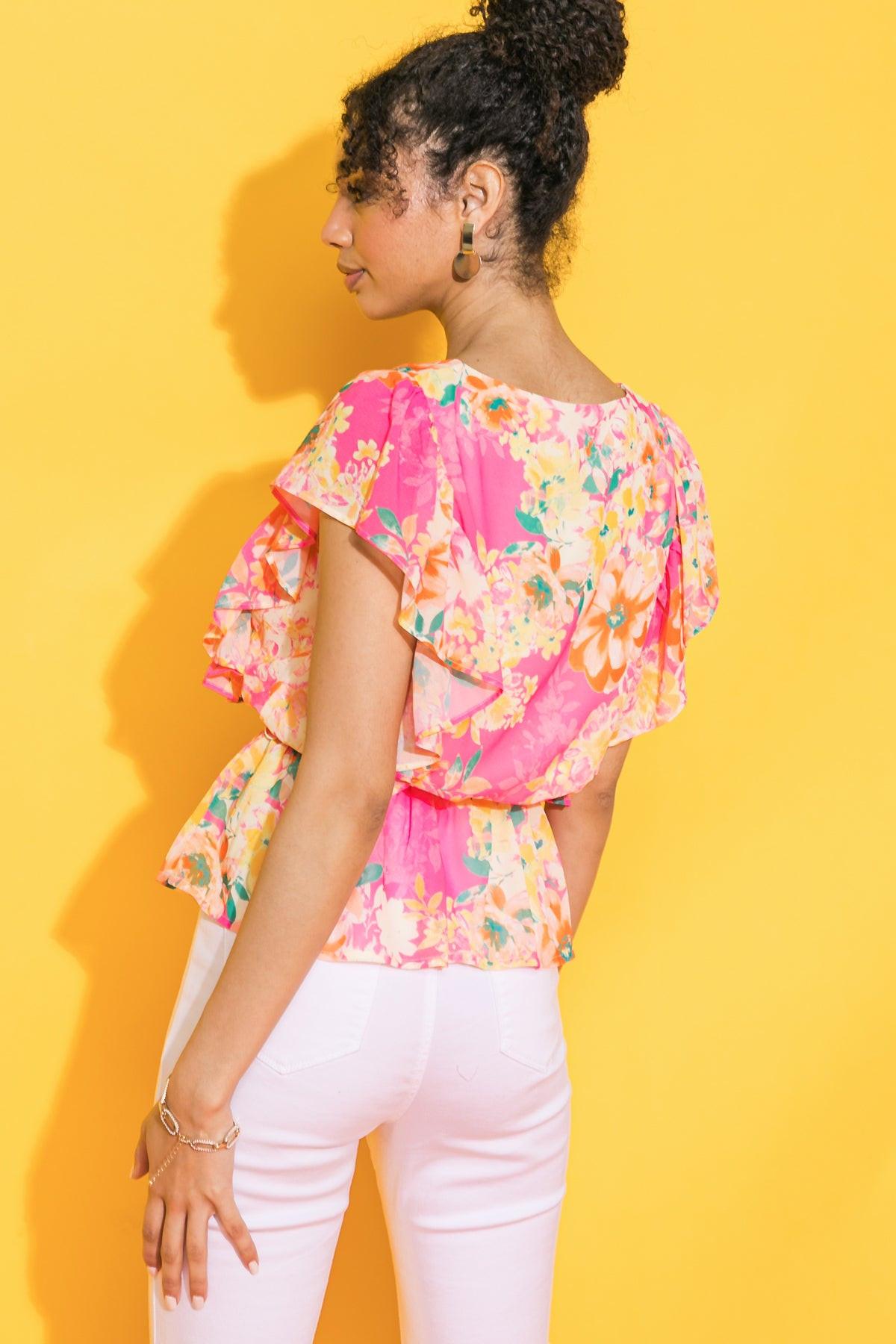 FADED VIEW WOVEN TOP.