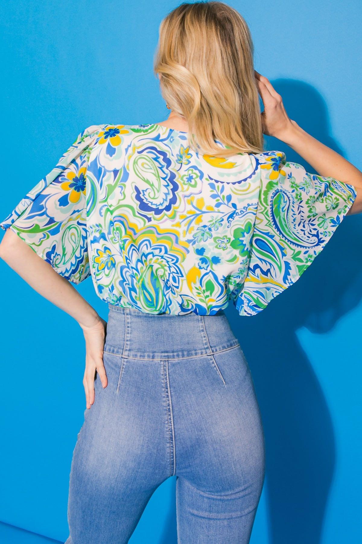 FANCIFUL FEAT WOVEN BODYSUIT.
