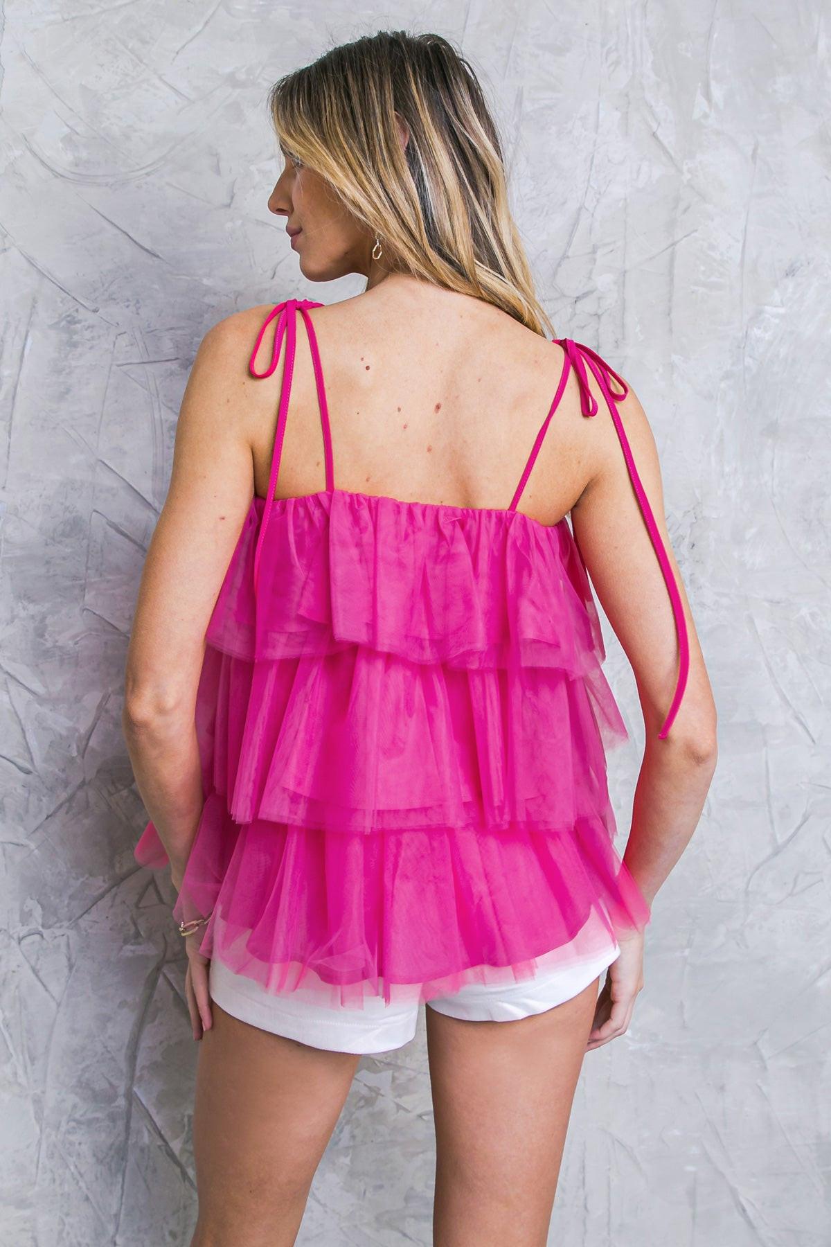 KEEP IT EASY TULLE TOP.