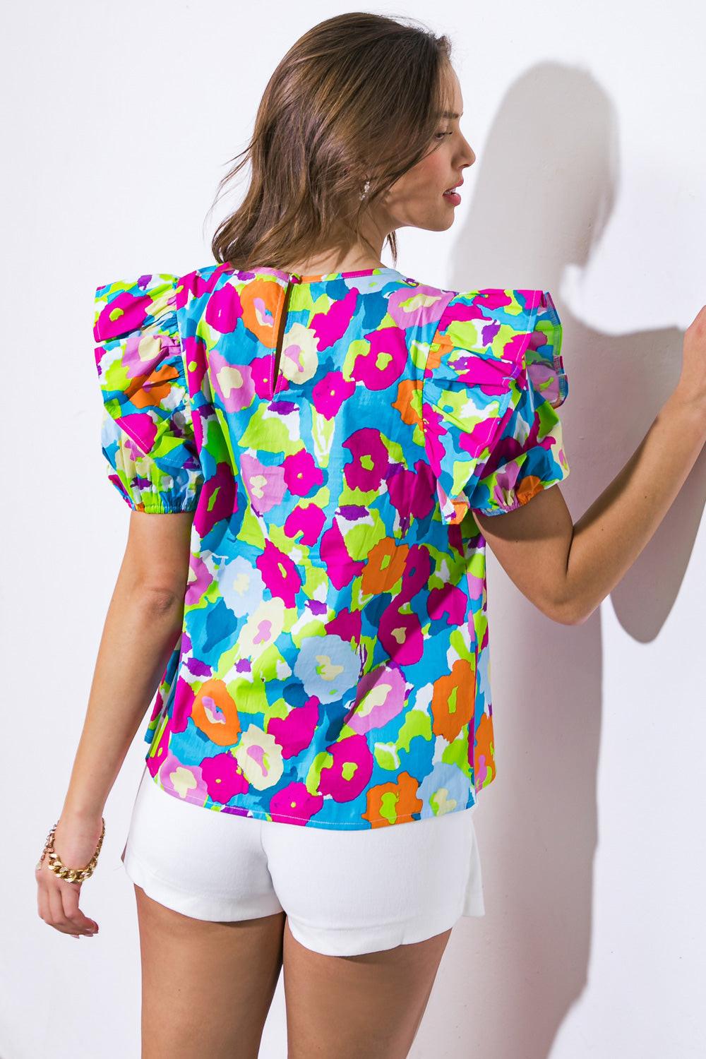 LOOKING BACK WOVEN TOP.