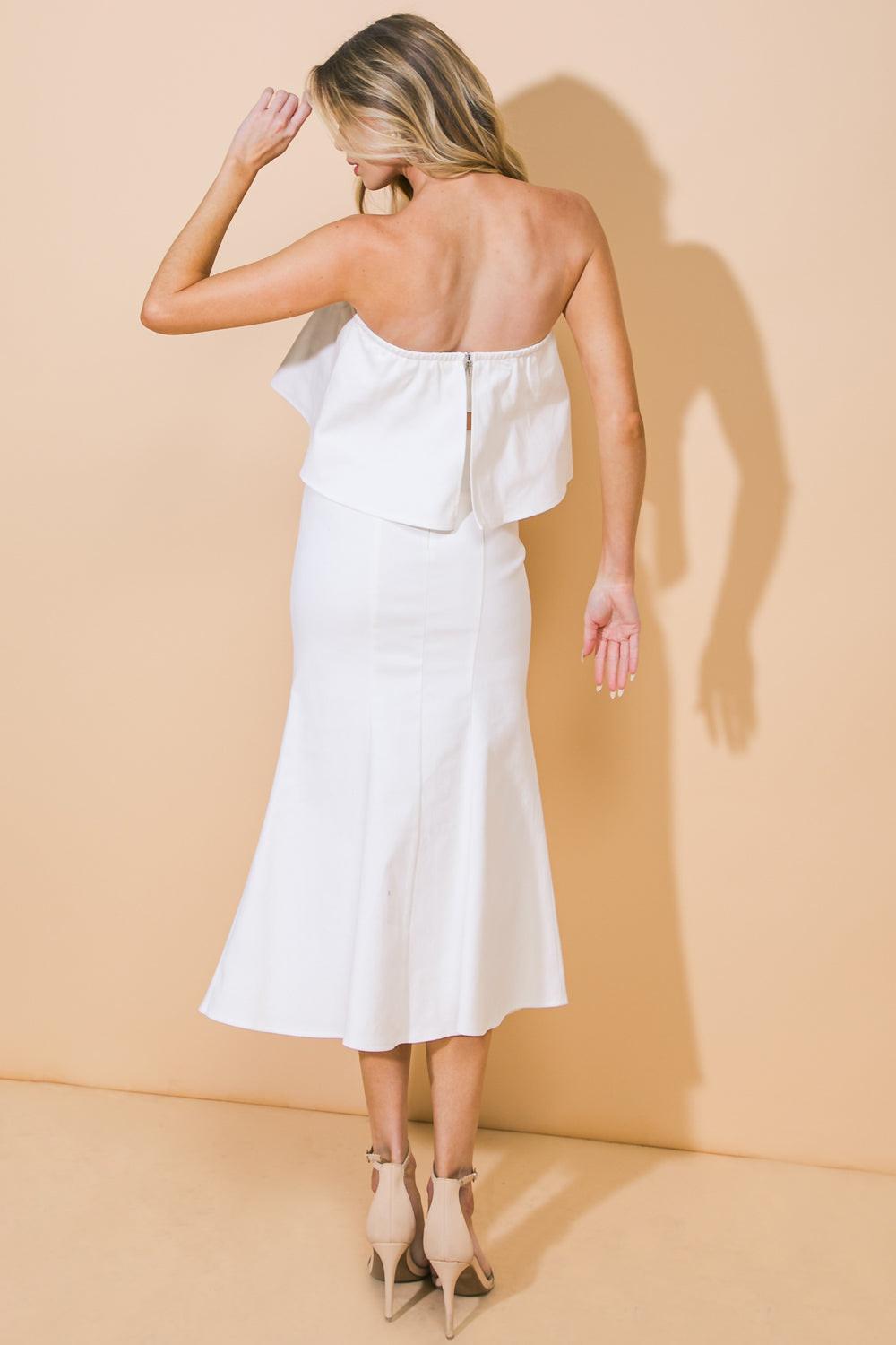 SUNSET STROLL WOVEN TWILL TOP AND SKIRT SET.