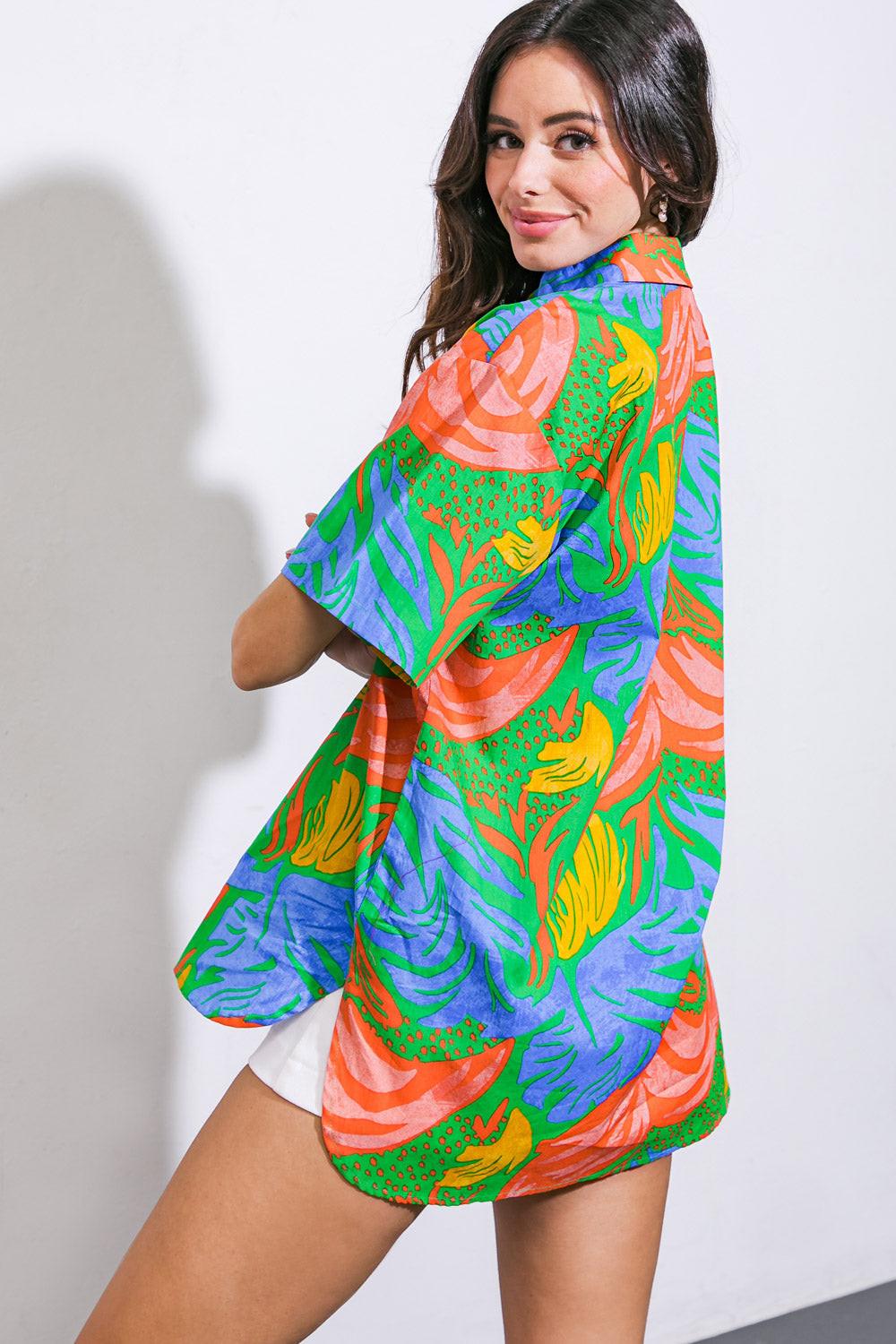 ONE STEP AT A TIME WOVEN TOP.
