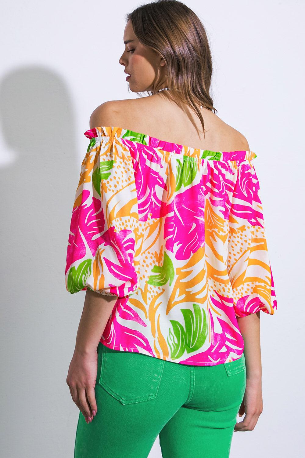 BREAKING HEARTS WOVEN TOP.
