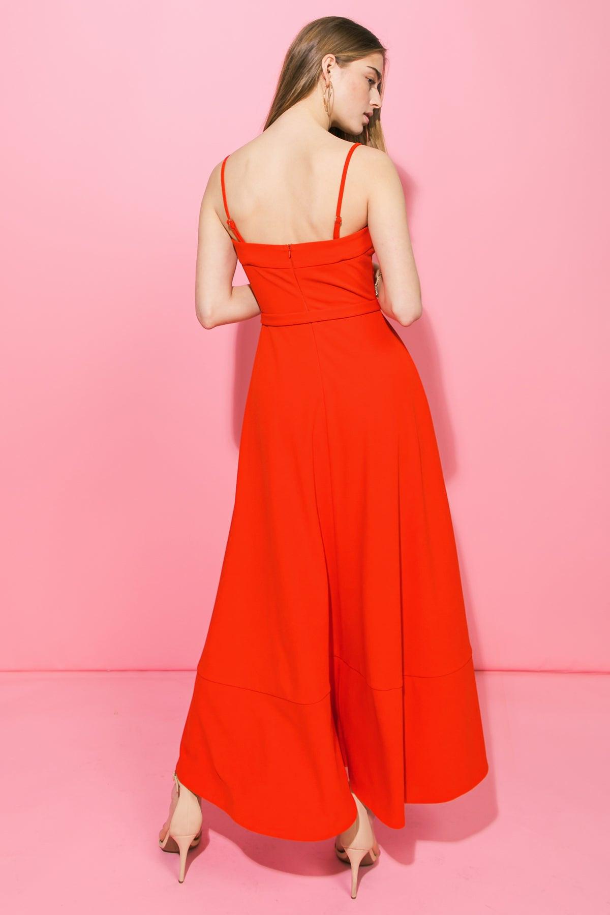 WATCH ME GO WOVEN HI-LO DRESS.