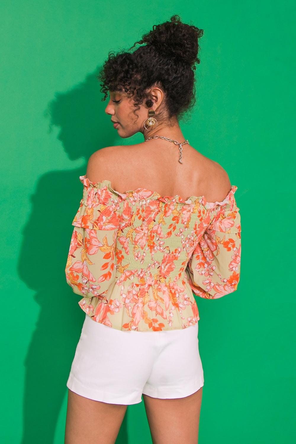 FEELS LIKE FATE WOVEN OFF SHOULDER TOP.