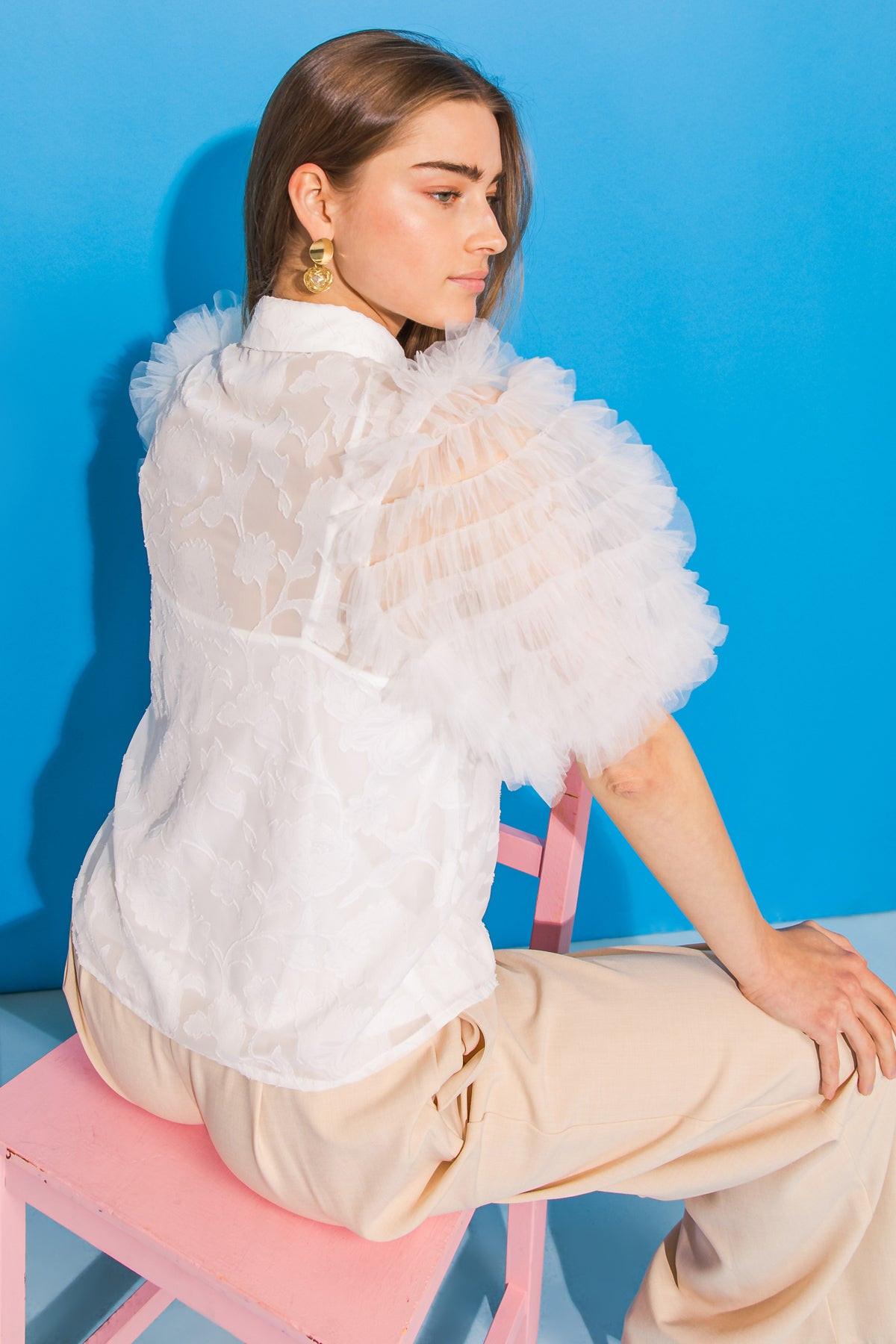 BEAUTIFUL OASIS IVORY WOVEN TOP - Flying Tomato - TOPS - Flying Tomato