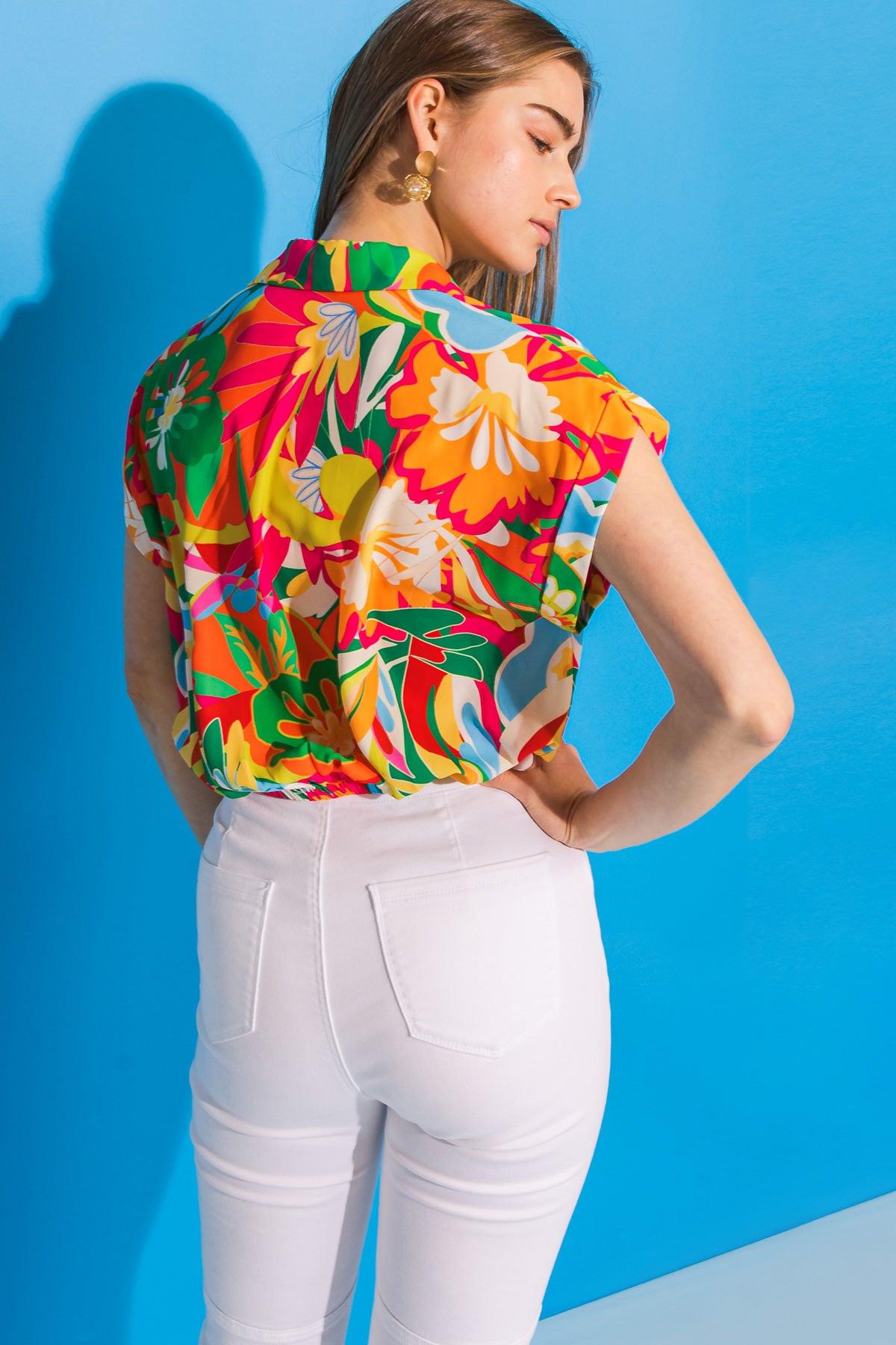 SWEET DREAMS FLORAL WOVEN TOP.
