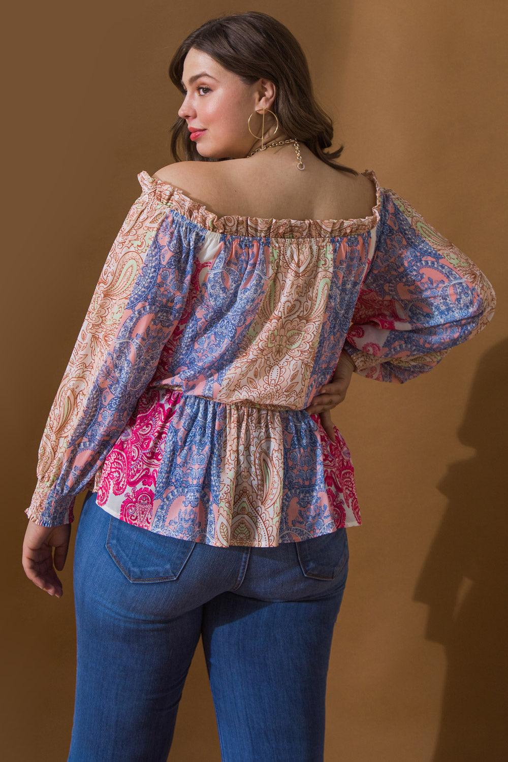 EVENING GALA WOVEN OFF SHOULDER TOP.