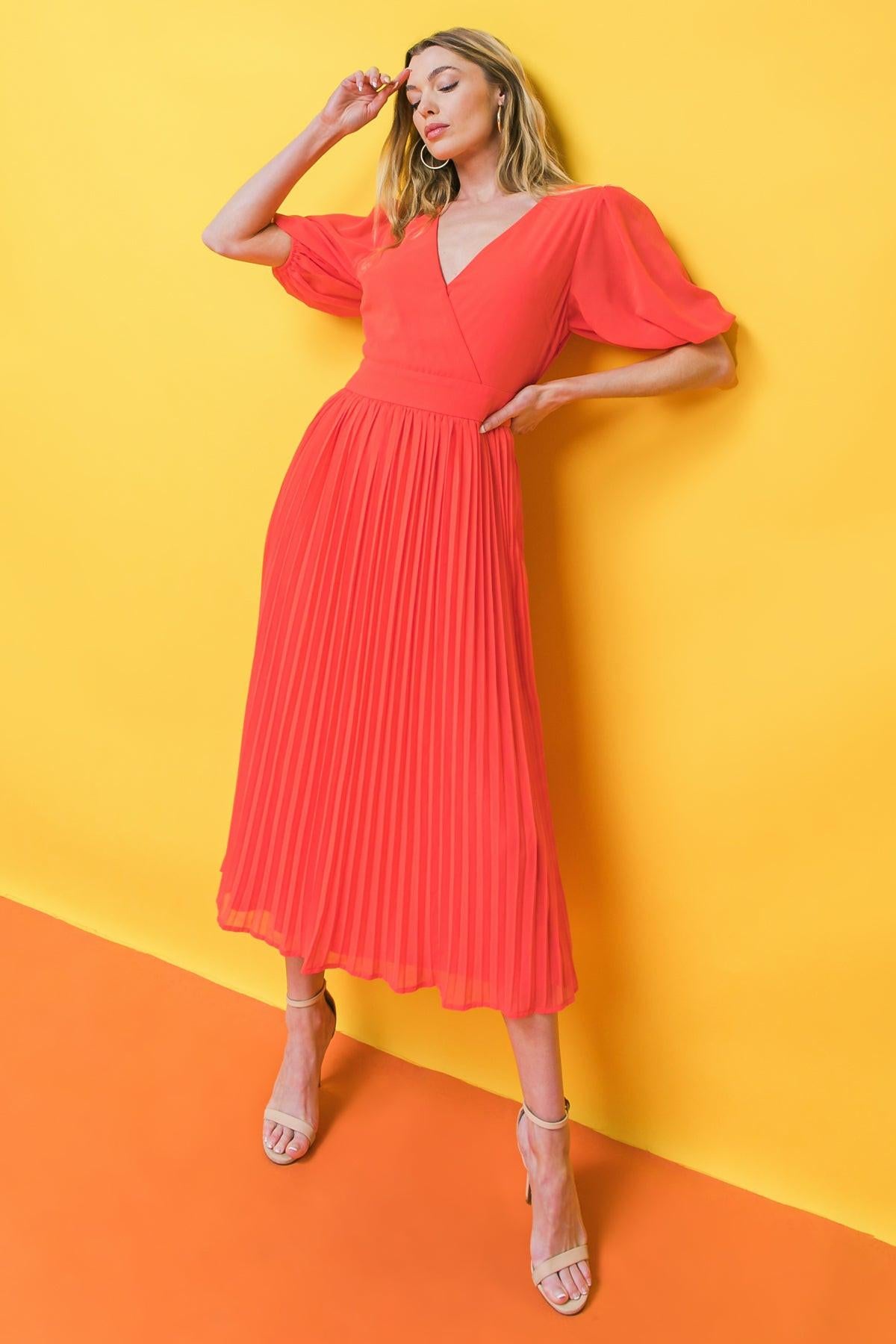 WORD TO THE WISE WOVEN MIDI DRESS - Flying Tomato - DRESSES - A.Calin