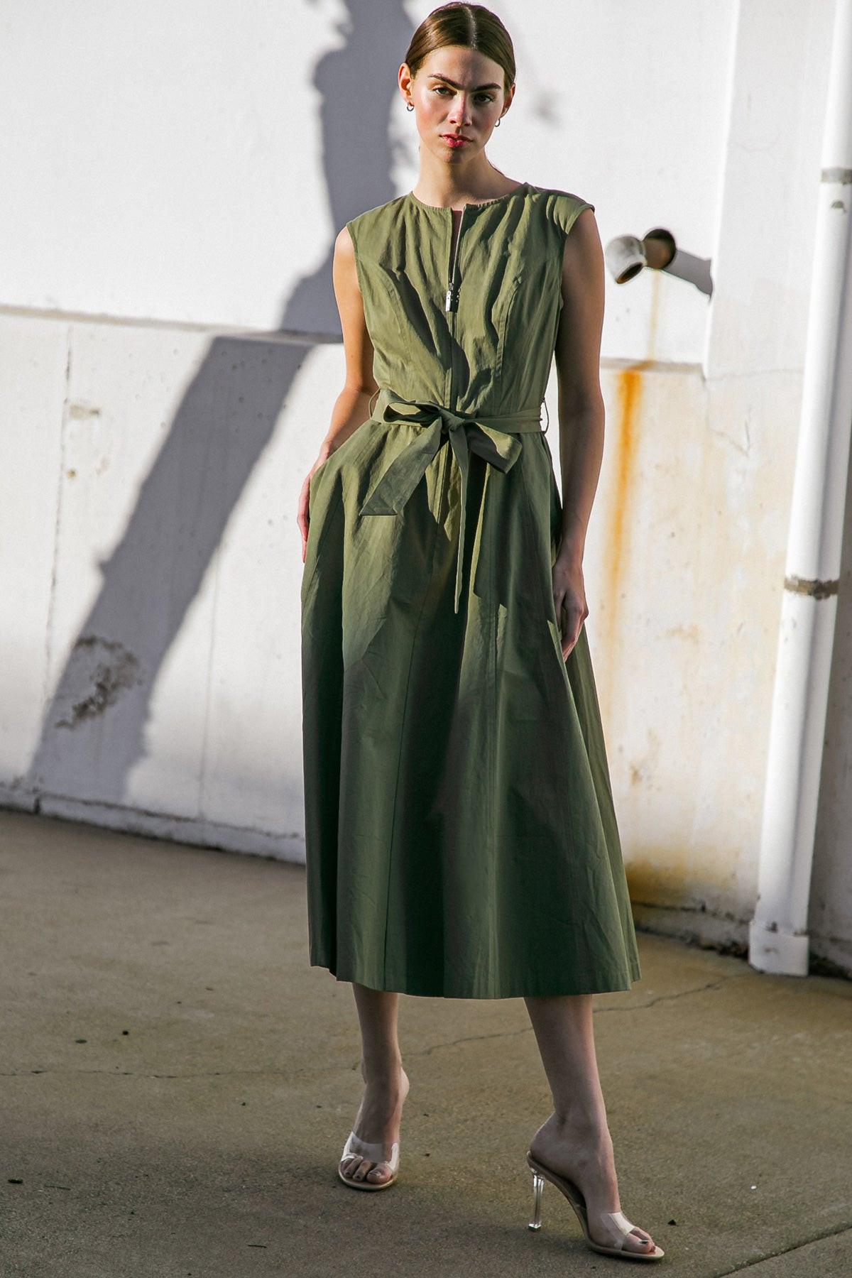 DELICATE DREAMS WOVEN MIDI DRESS.