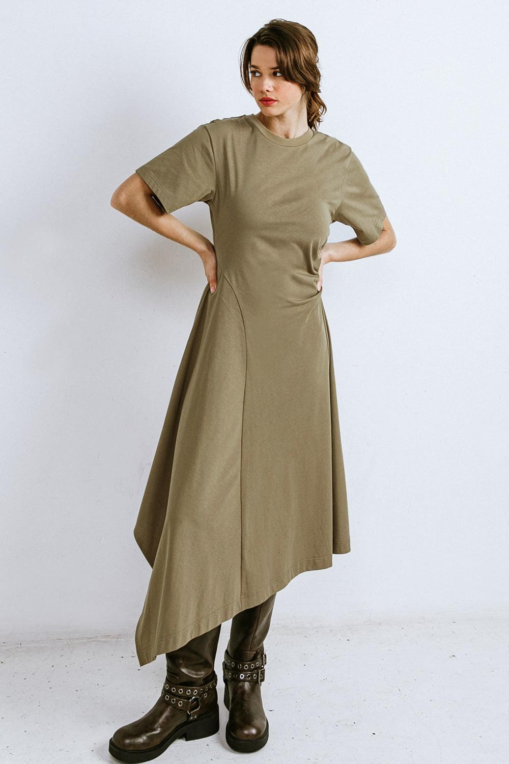RIGHT ON CUE KNIT MIDI DRESS.