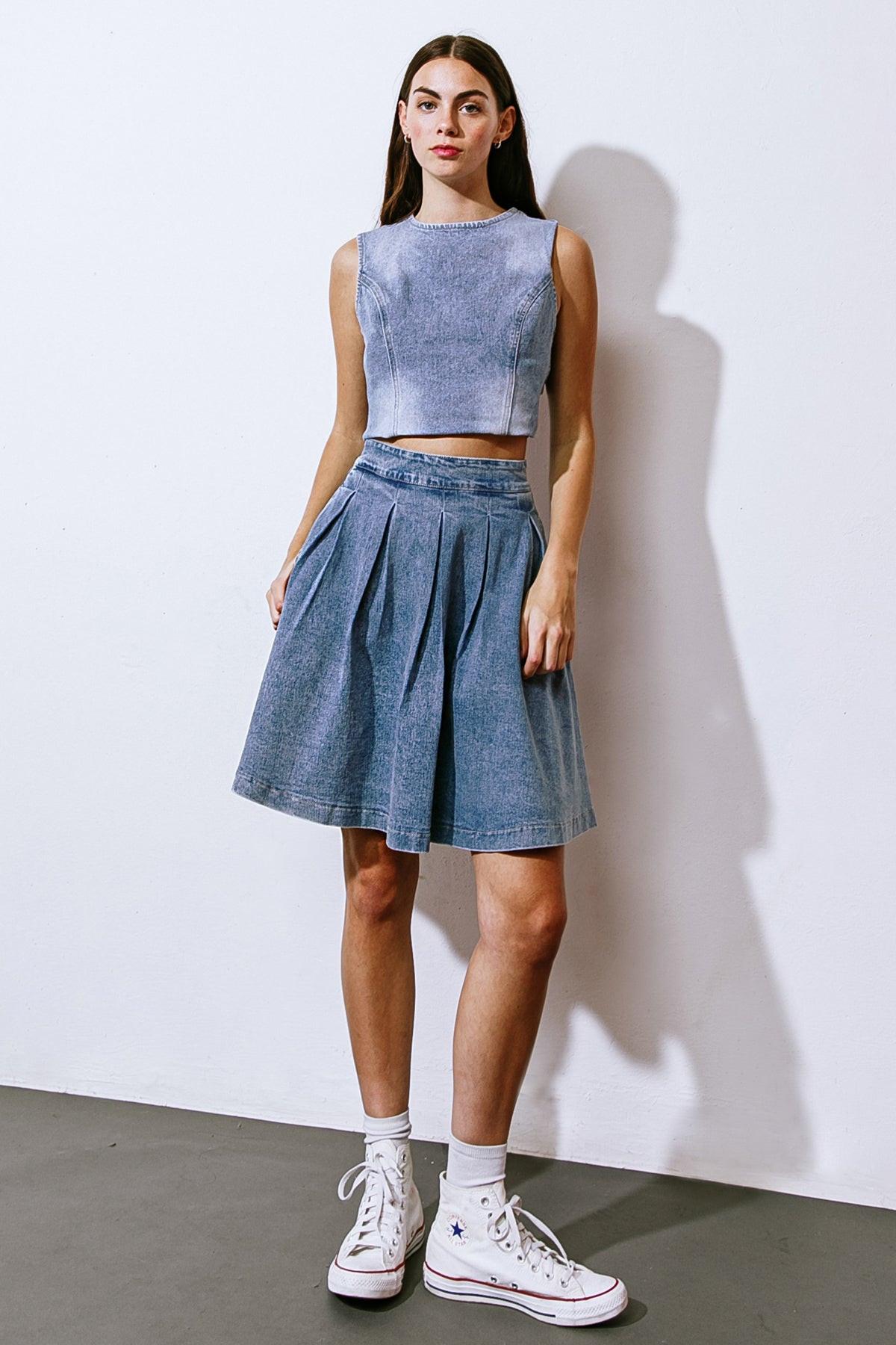 YOUR EYES ON MINE DENIM MINI SKIRT.