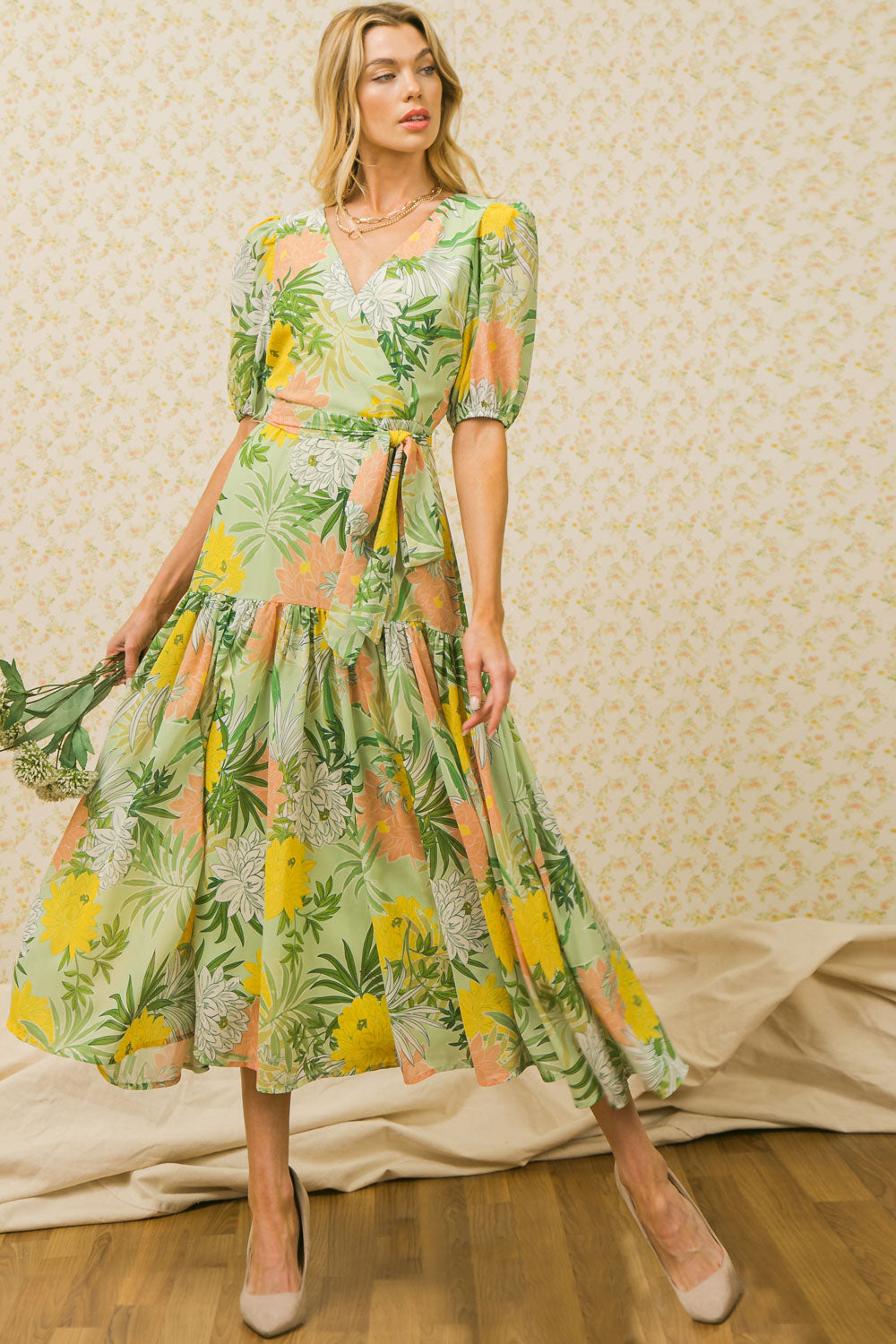 BROADWAY PARTY WOVEN MIDI DRESS