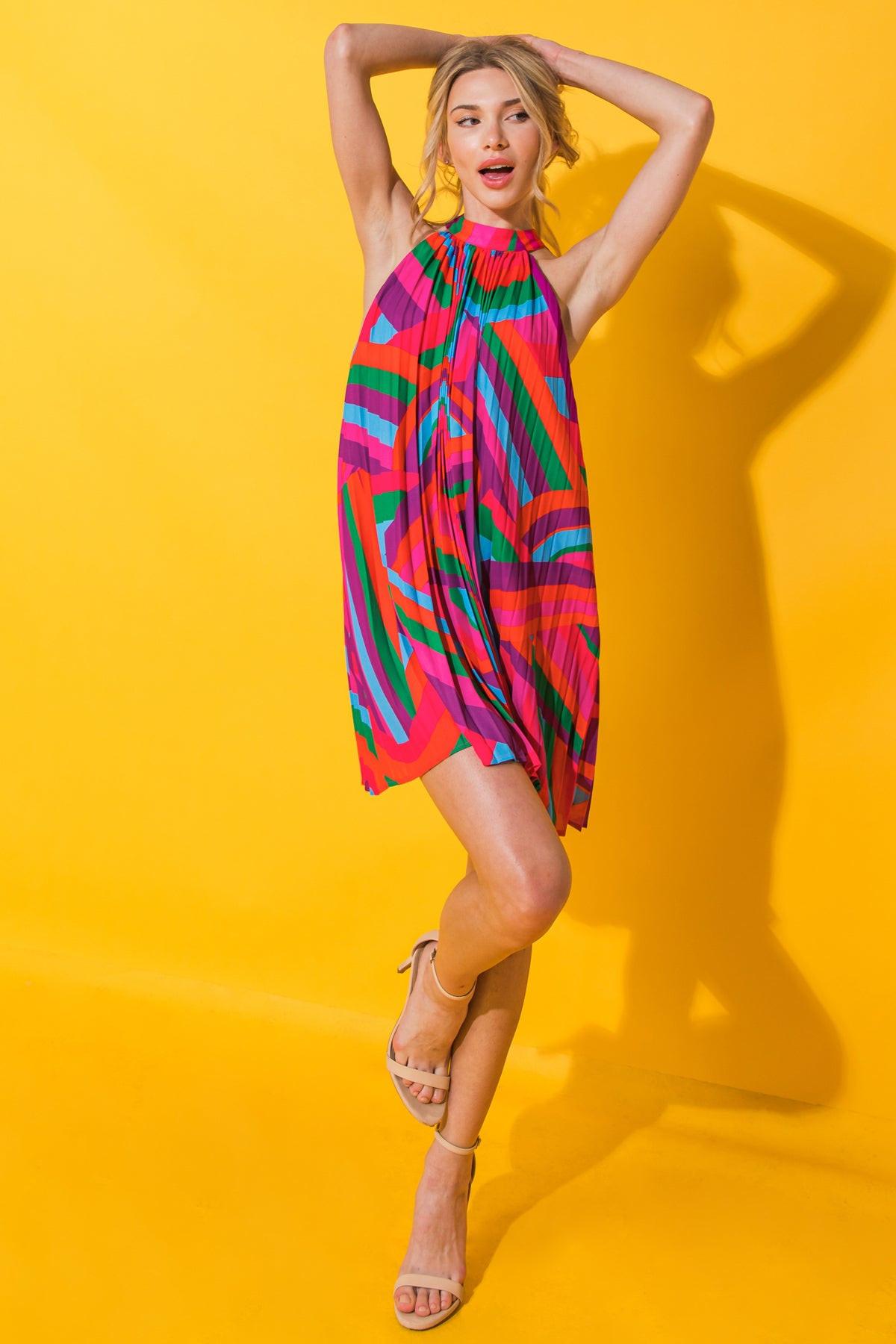 FOREVER UNIQUE WOVEN MINI DRESS.