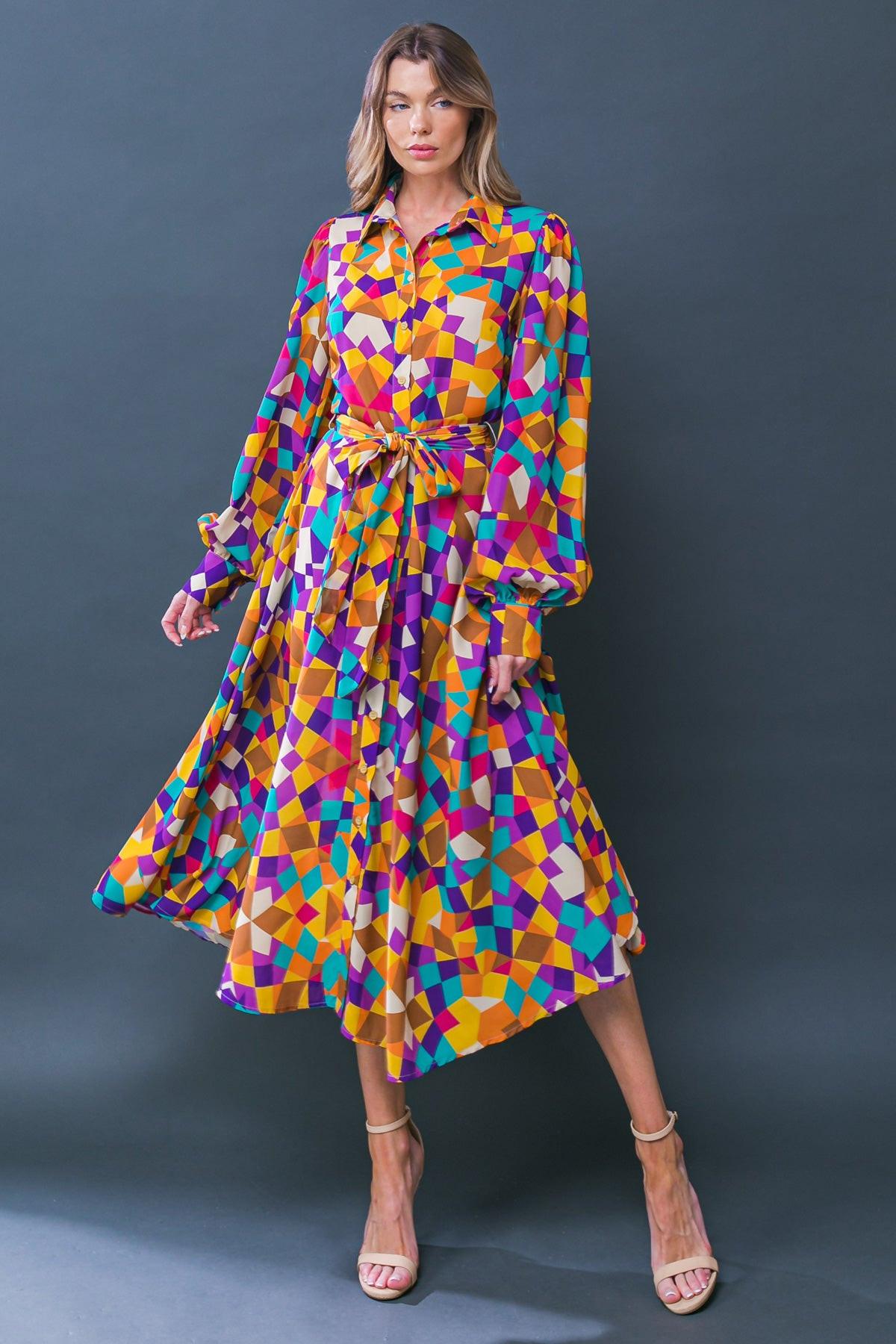 CHANGE IN THE AIR WOVEN MIDI DRESS.
