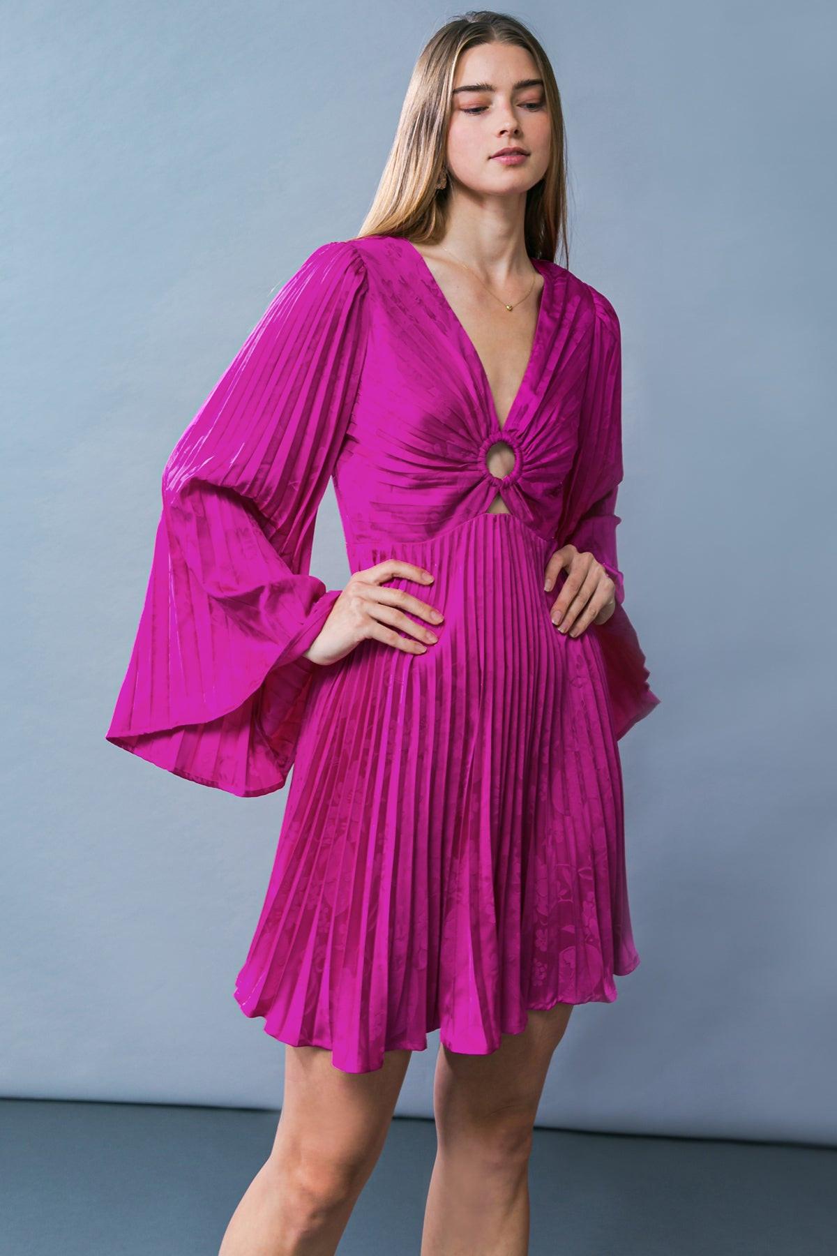 GRACEFUL ENTRANCE SATIN MINI DRESS.