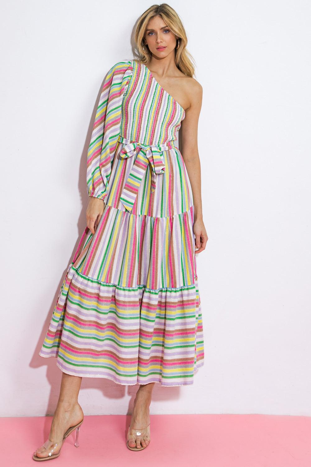 NO MATTER WHERE I GO WOVEN MIDI DRESS.