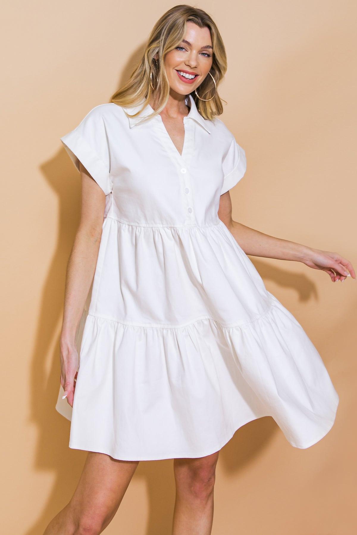 TIMELESS BEAUTY TWILL MINI DRESS.