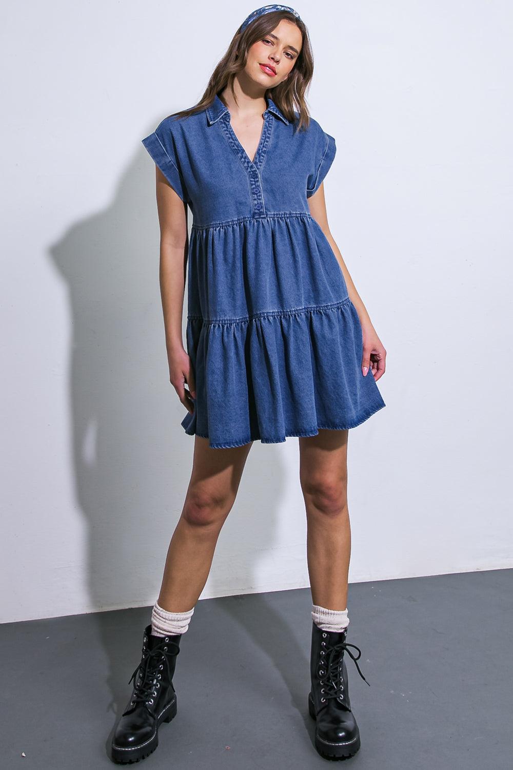JUST THE BEGINNING TWILL MINI DRESS.