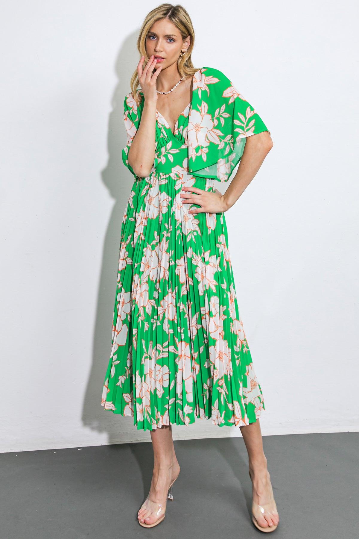 MESSAGE IN A BOTTLE WOVEN MIDI DRESS.