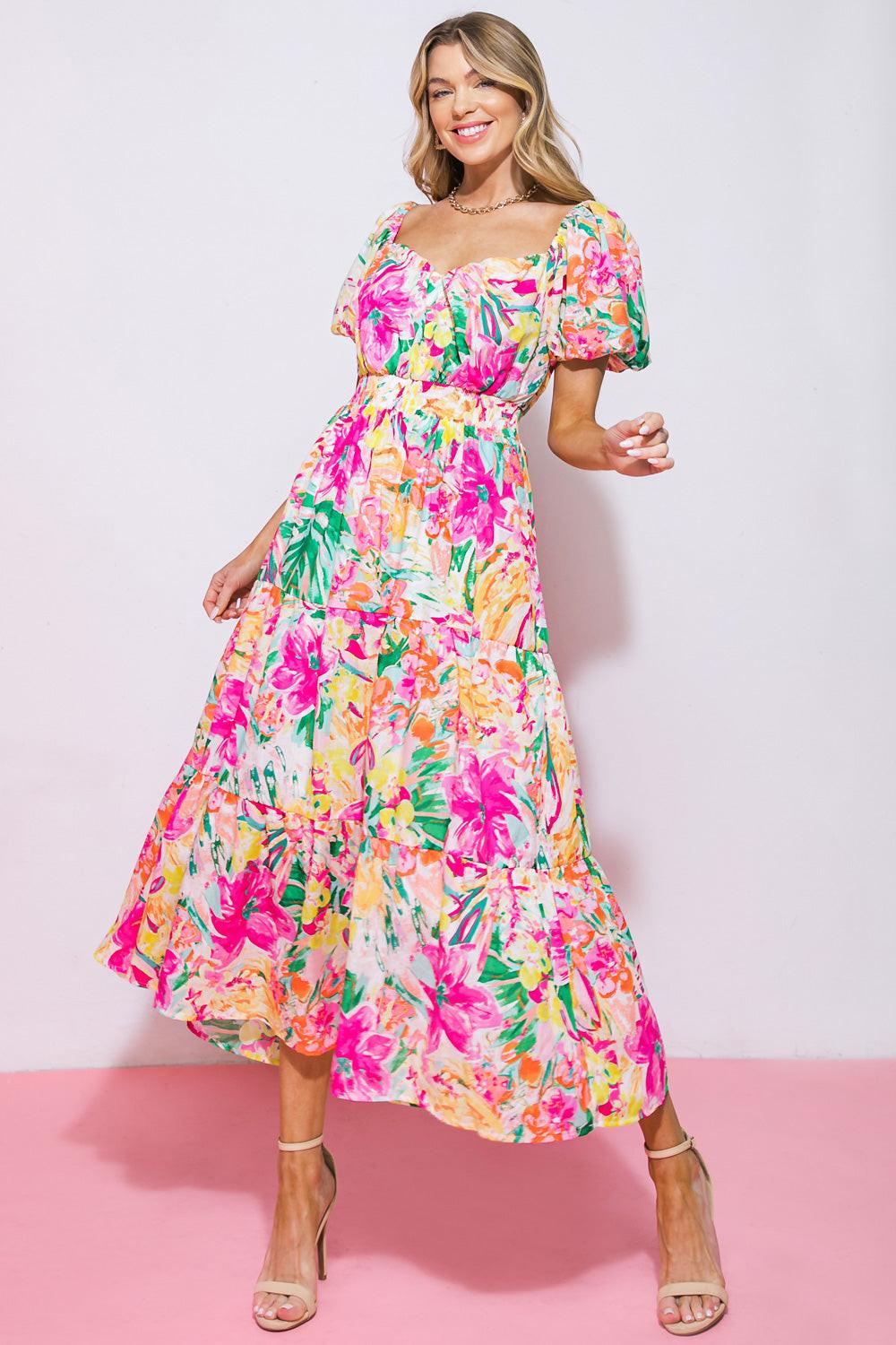 IT STARTS NOW WOVEN MIDI DRESS.