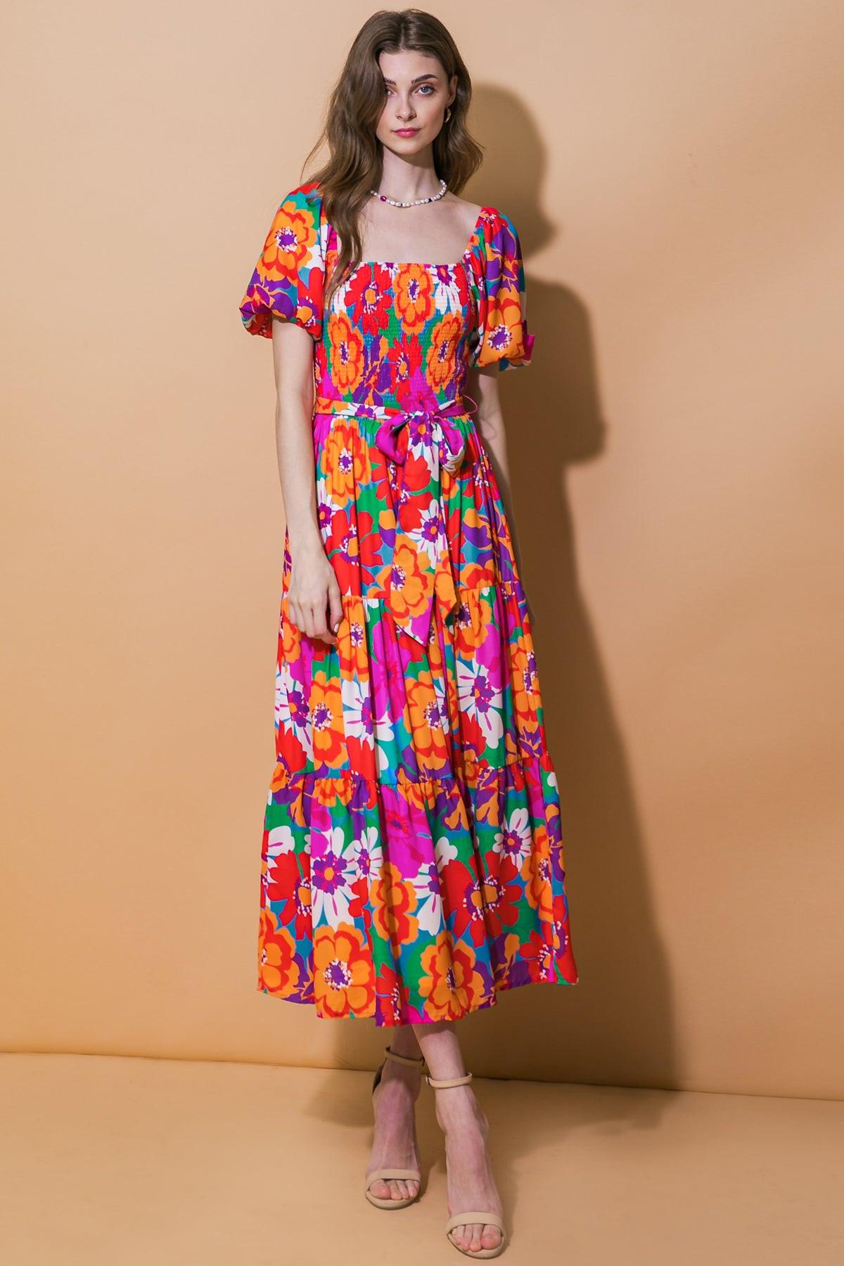EVERYONE'S DESIRE WOVEN MIDI DRESS.