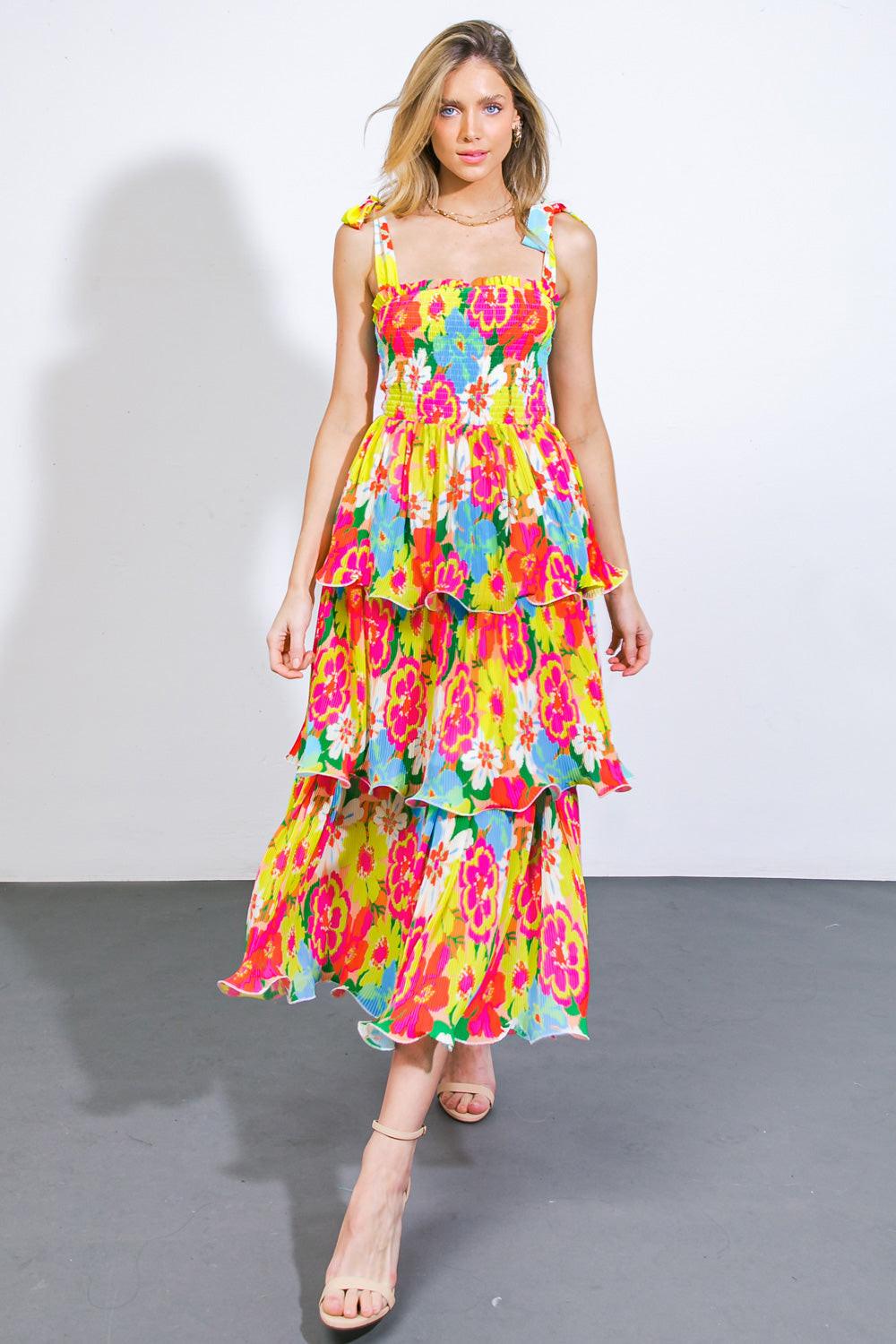 VISIONS FROM THE MEADOW WOVEN MIDI DRESS.