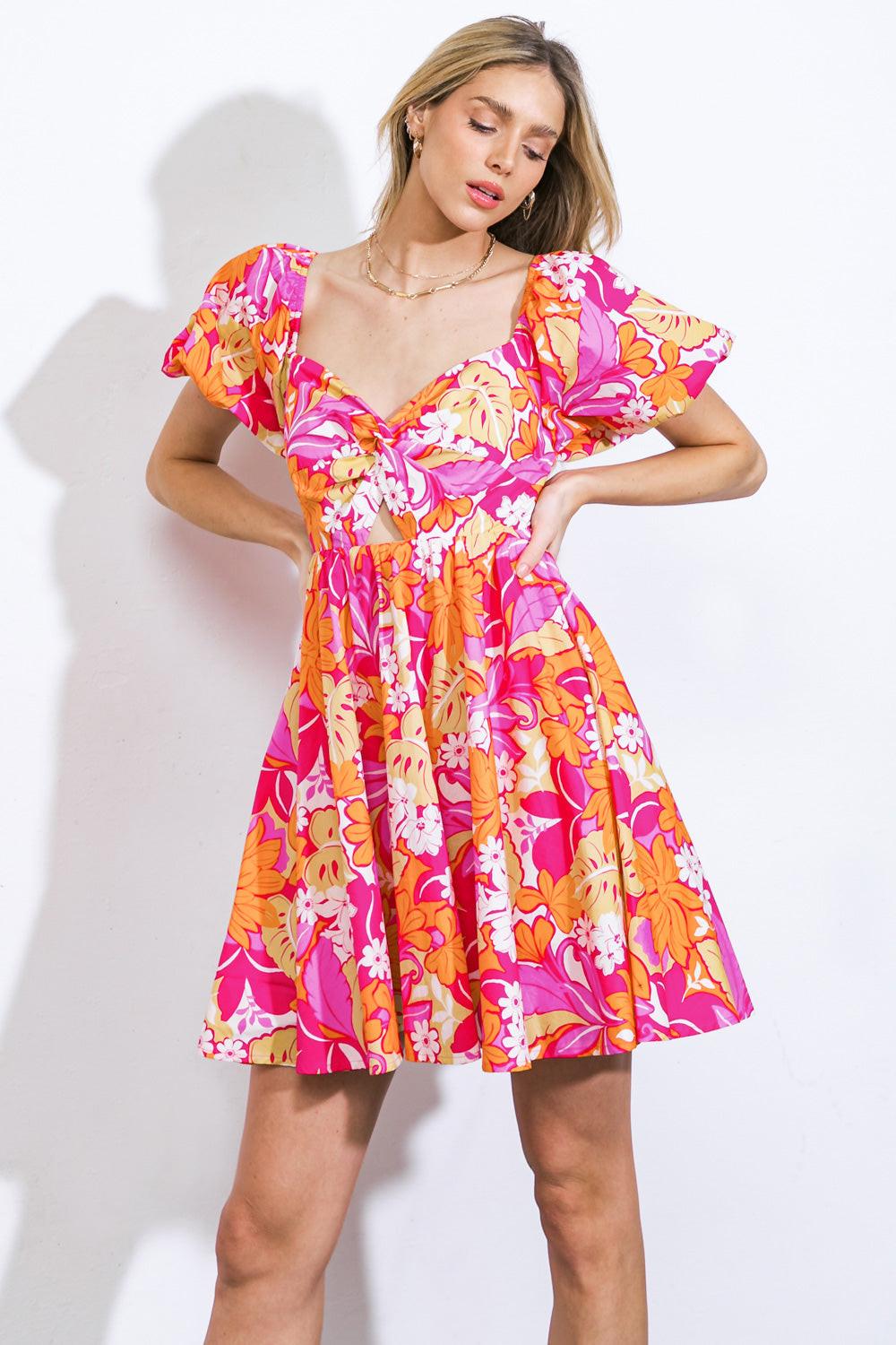SWEET HARMONY WOVEN MINI DRESS.